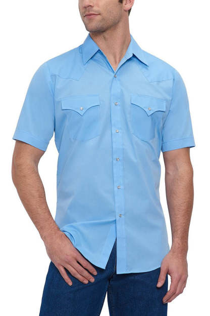 Men's  Cattleman Short Sleeve Solid Western Snap Shirt-MesaThread