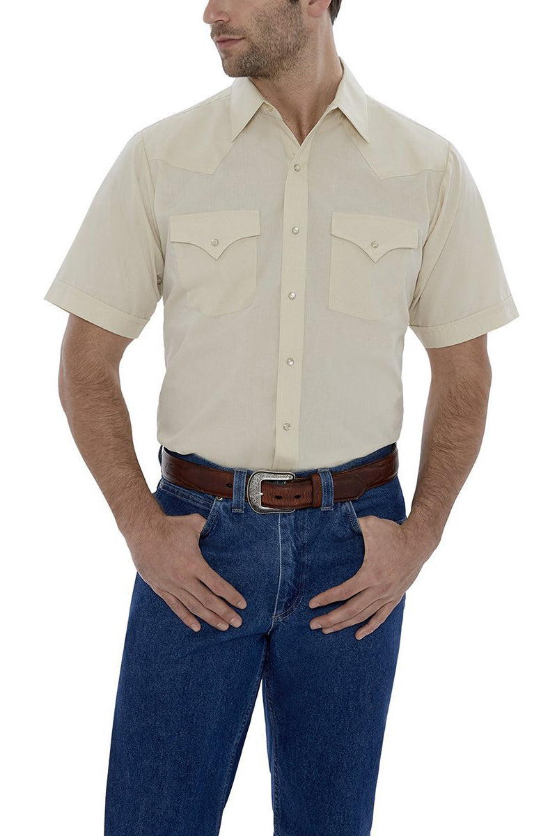 Men's  Cattleman Short Sleeve Solid Western Snap Shirt-MesaThread