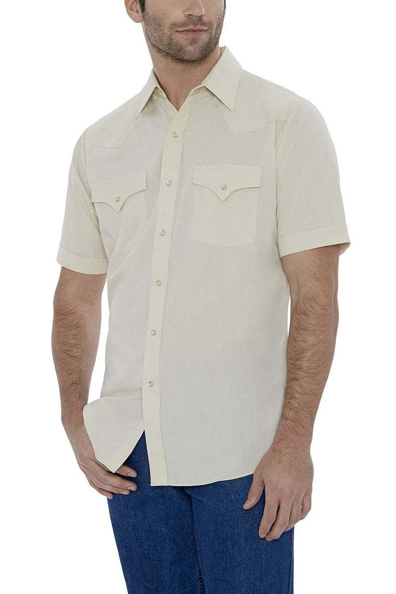Men's  Cattleman Short Sleeve Solid Western Snap Shirt-MesaThread