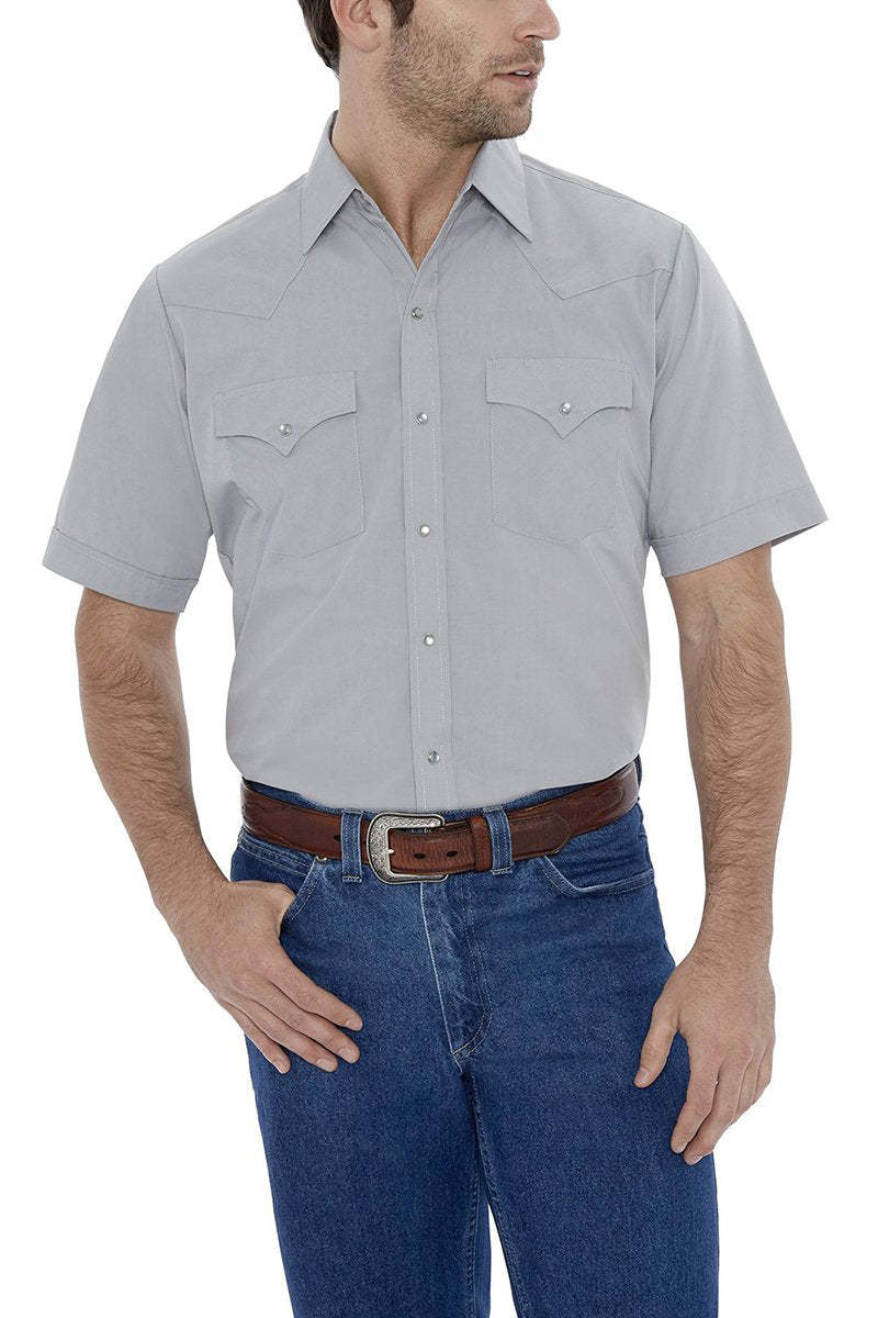 Men's  Cattleman Short Sleeve Solid Western Snap Shirt-MesaThread