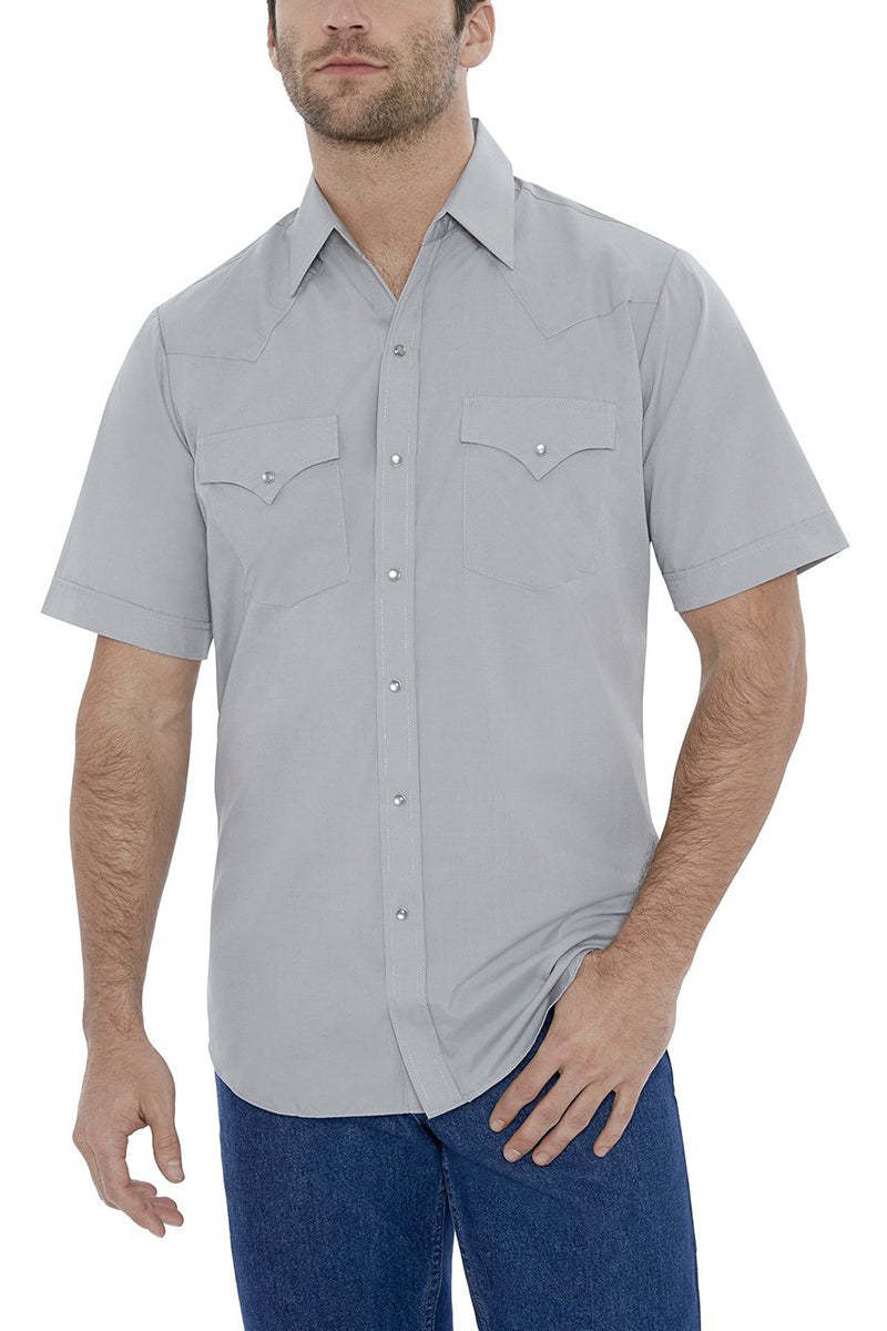 Men's  Cattleman Short Sleeve Solid Western Snap Shirt-MesaThread