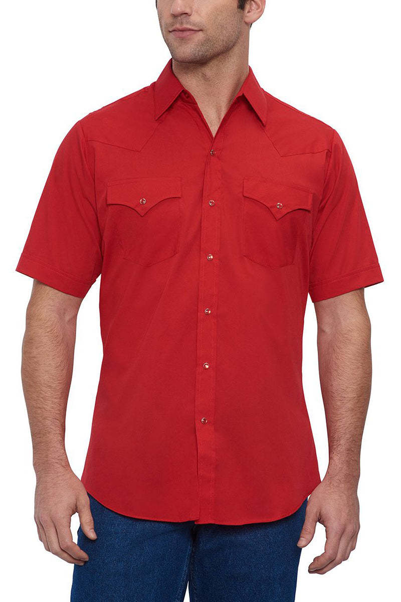 Men's  Cattleman Short Sleeve Solid Western Snap Shirt-MesaThread