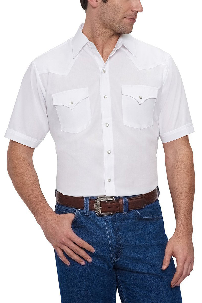 Men's  Cattleman Short Sleeve Solid Western Snap Shirt-MesaThread
