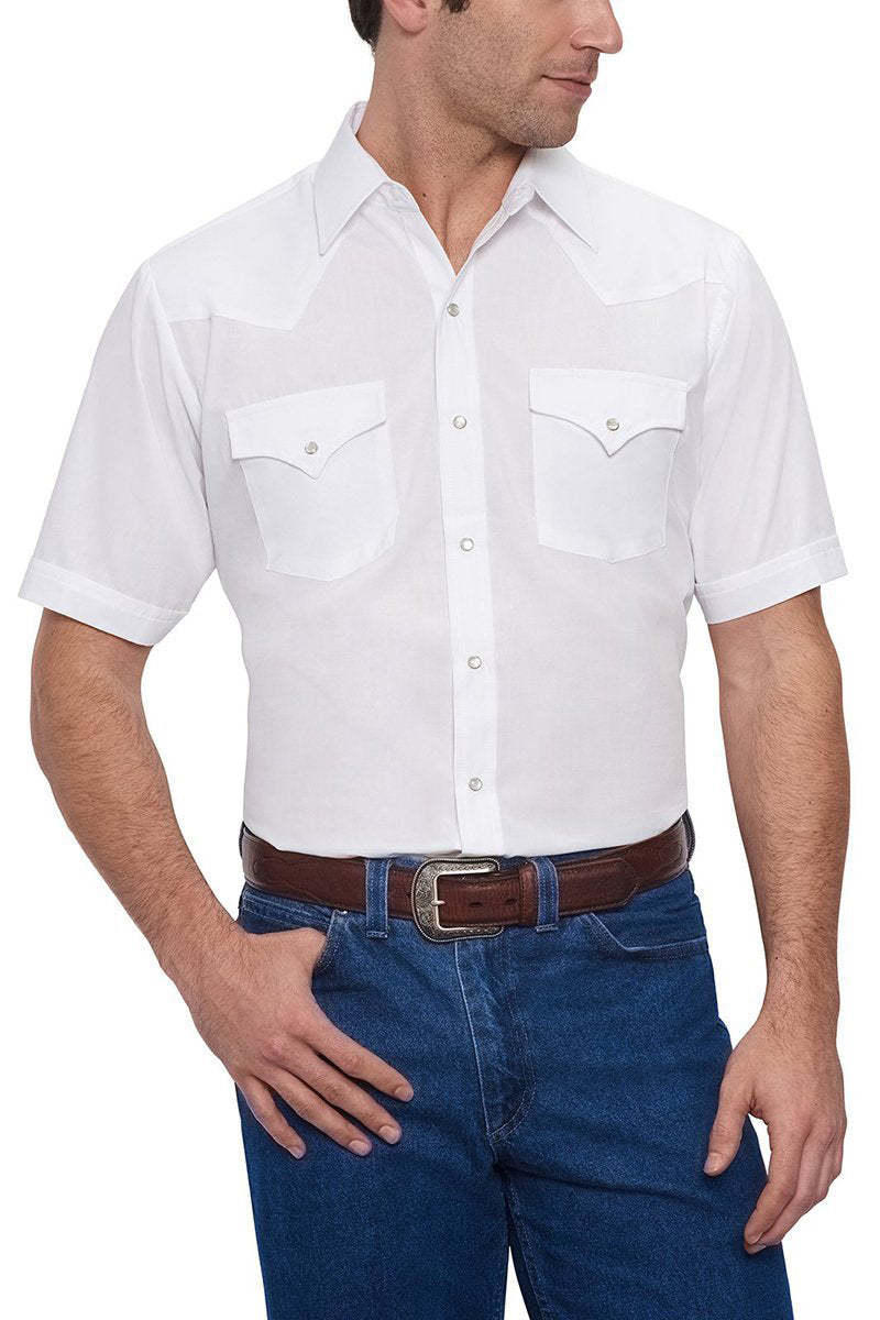 Men's  Cattleman Short Sleeve Solid Western Snap Shirt-MesaThread