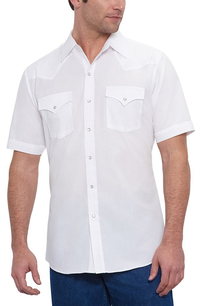 Men's  Cattleman Short Sleeve Solid Western Snap Shirt-MesaThread