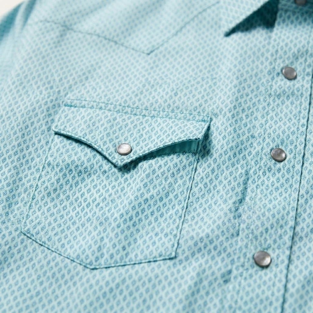 The Turquoise Tally | Micro-Geometric Western Shirt