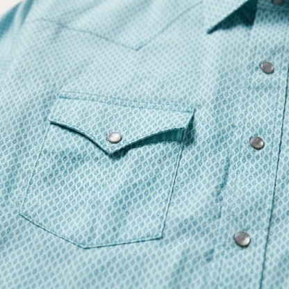 The Turquoise Tally | Micro-Geometric Western Shirt