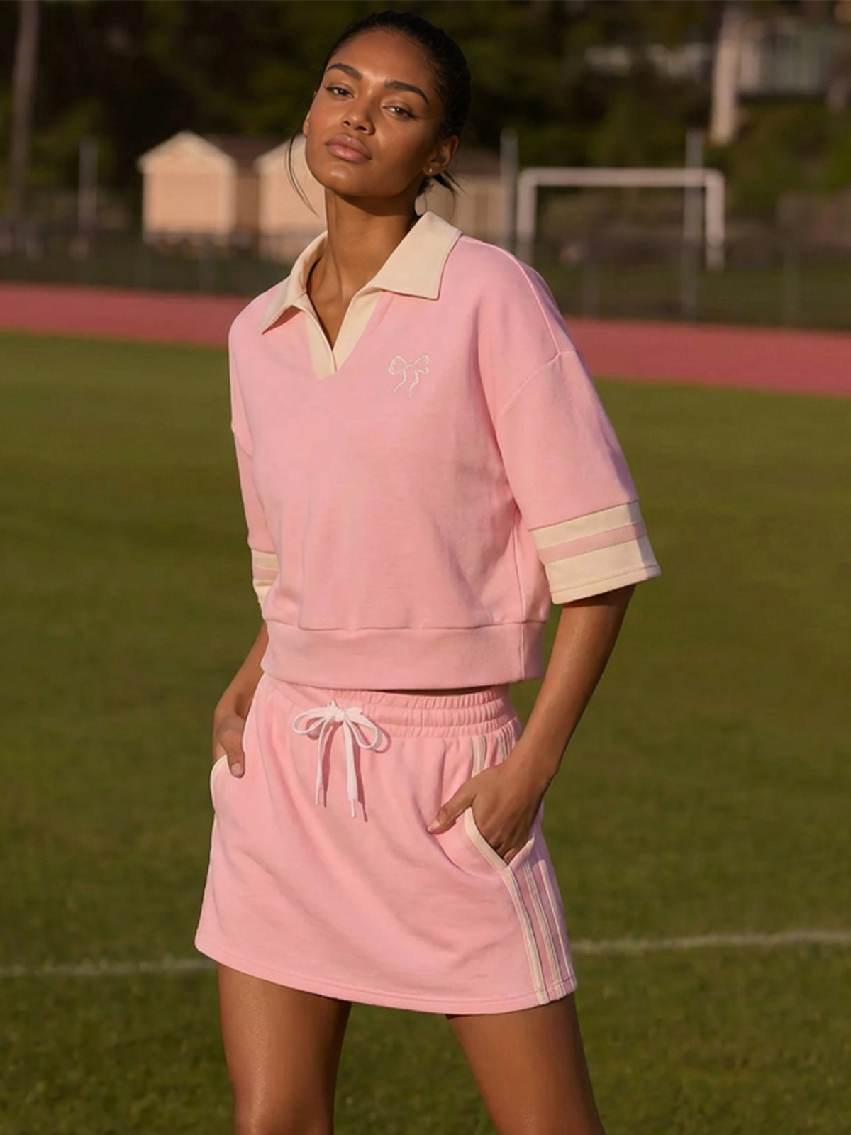 Imily Bela Contrast Trim Polo Two Piece Set