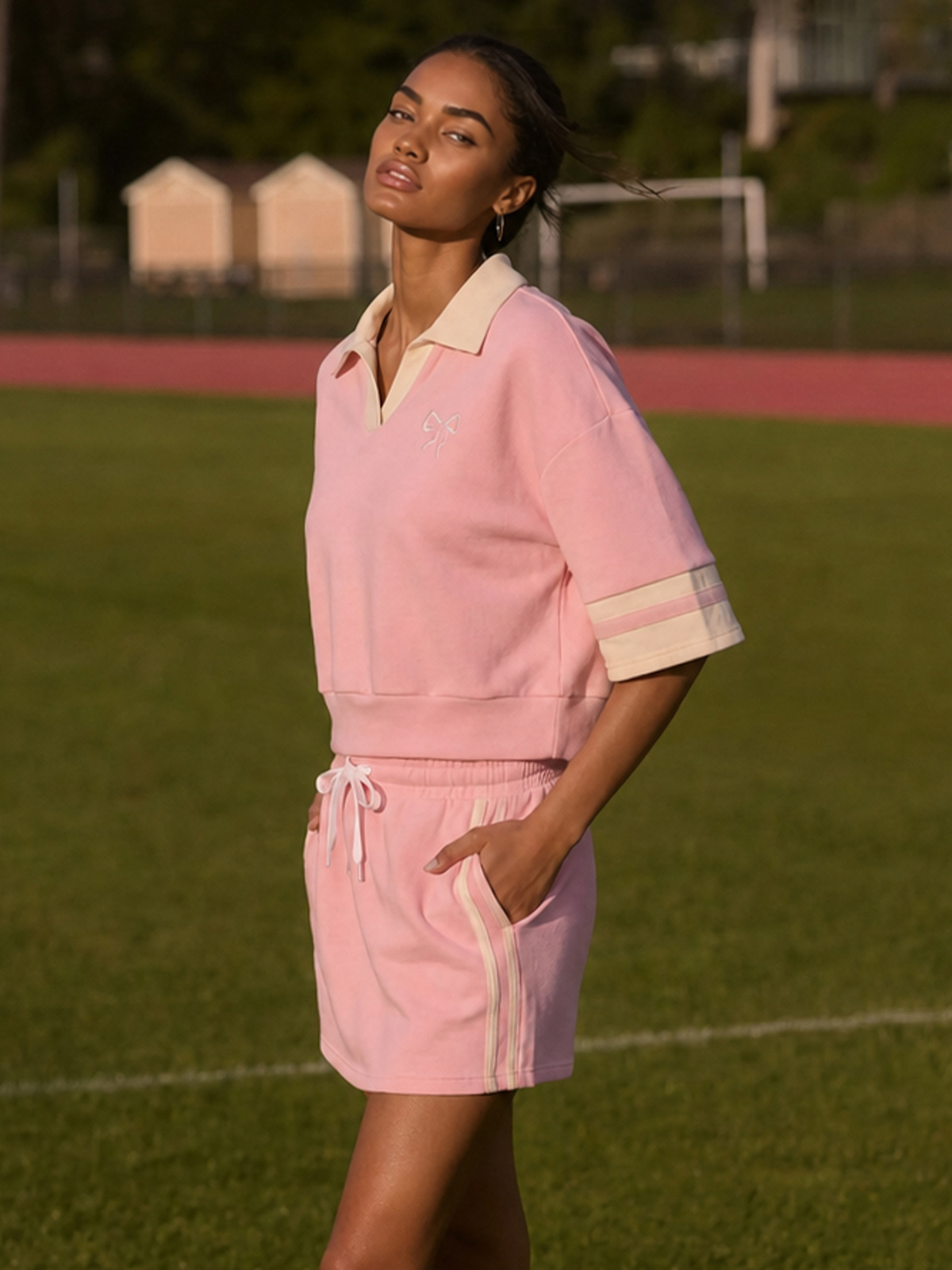 Imily Bela Contrast Trim Polo Two Piece Set