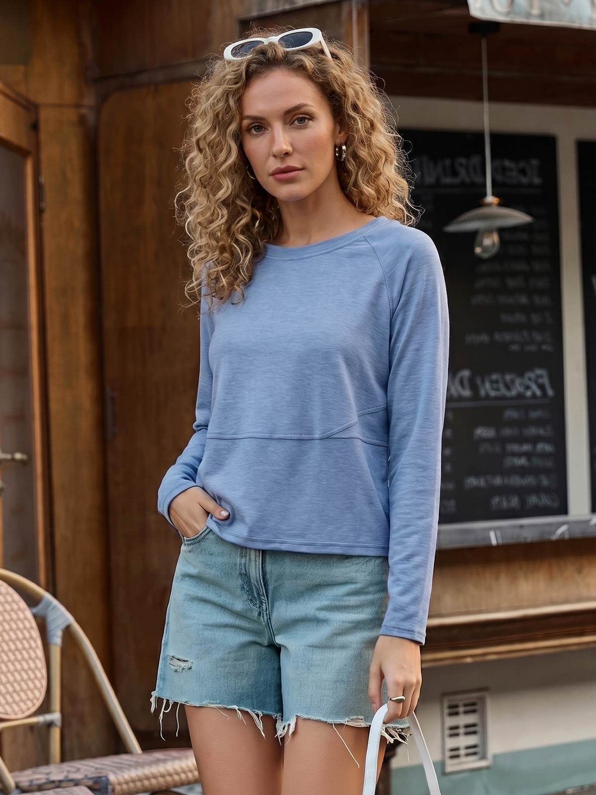 Imily Bela Seamed Raglan-Sleeve Crew-Neck Tee