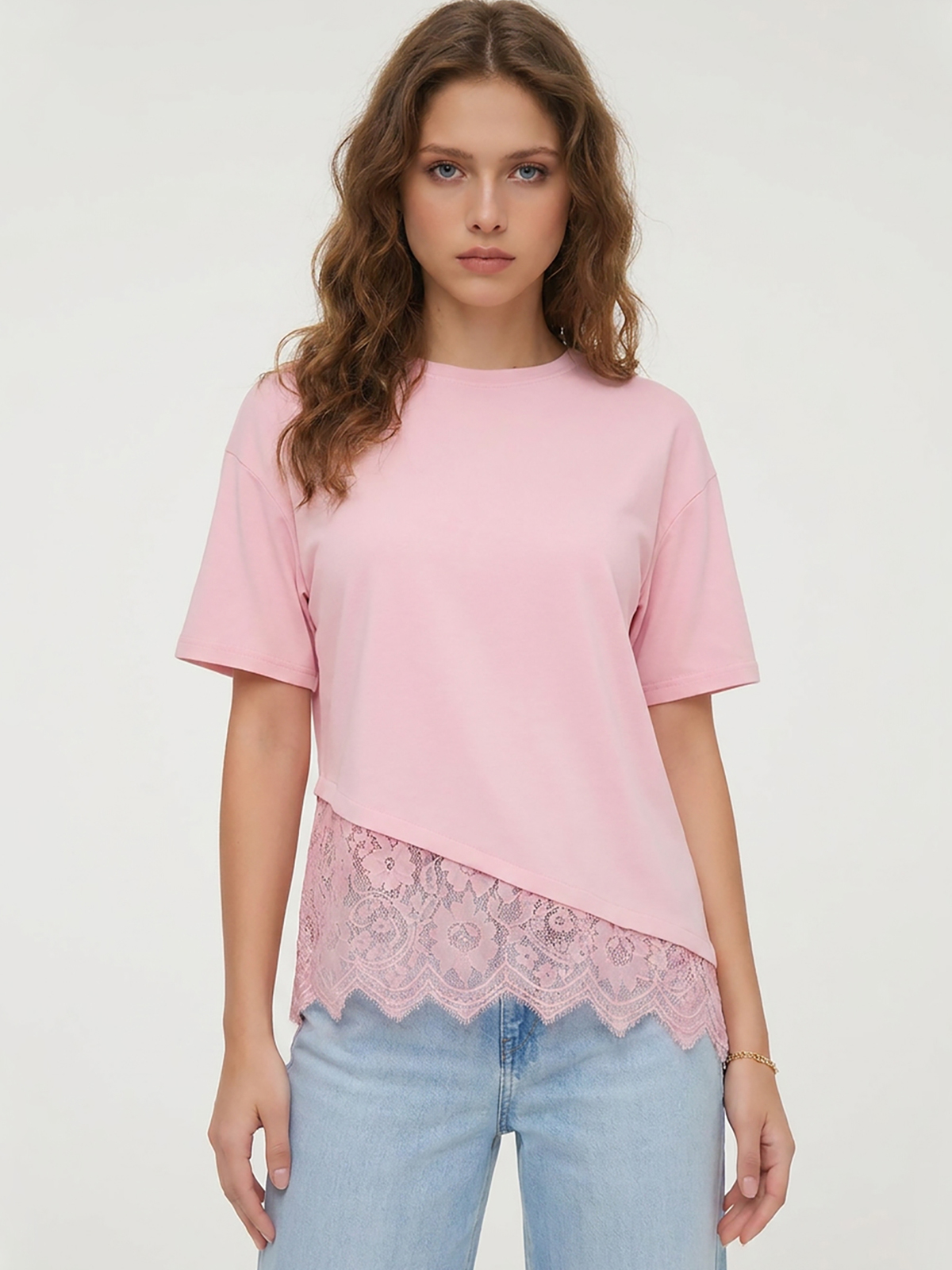 Imily Bela Scalloped-Lace Asymmetric Tee