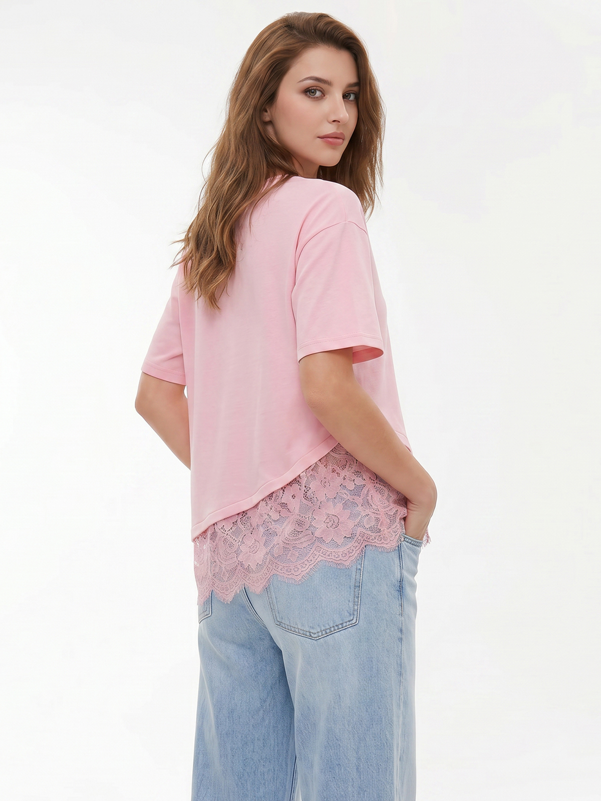 Imily Bela Scalloped-Lace Asymmetric Tee