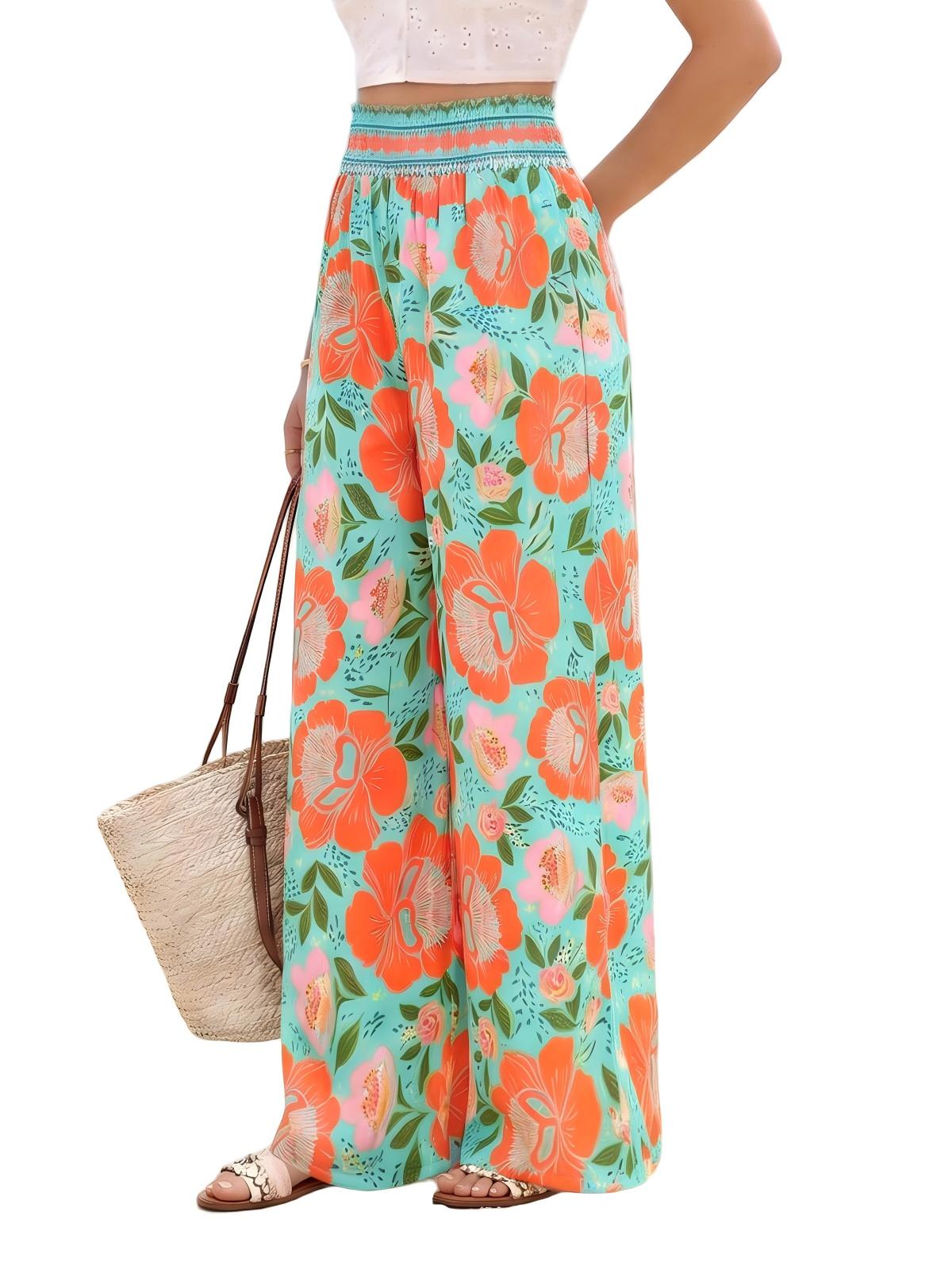 Imily Bela High-Waisted Wide-Leg Tropical Print Pants