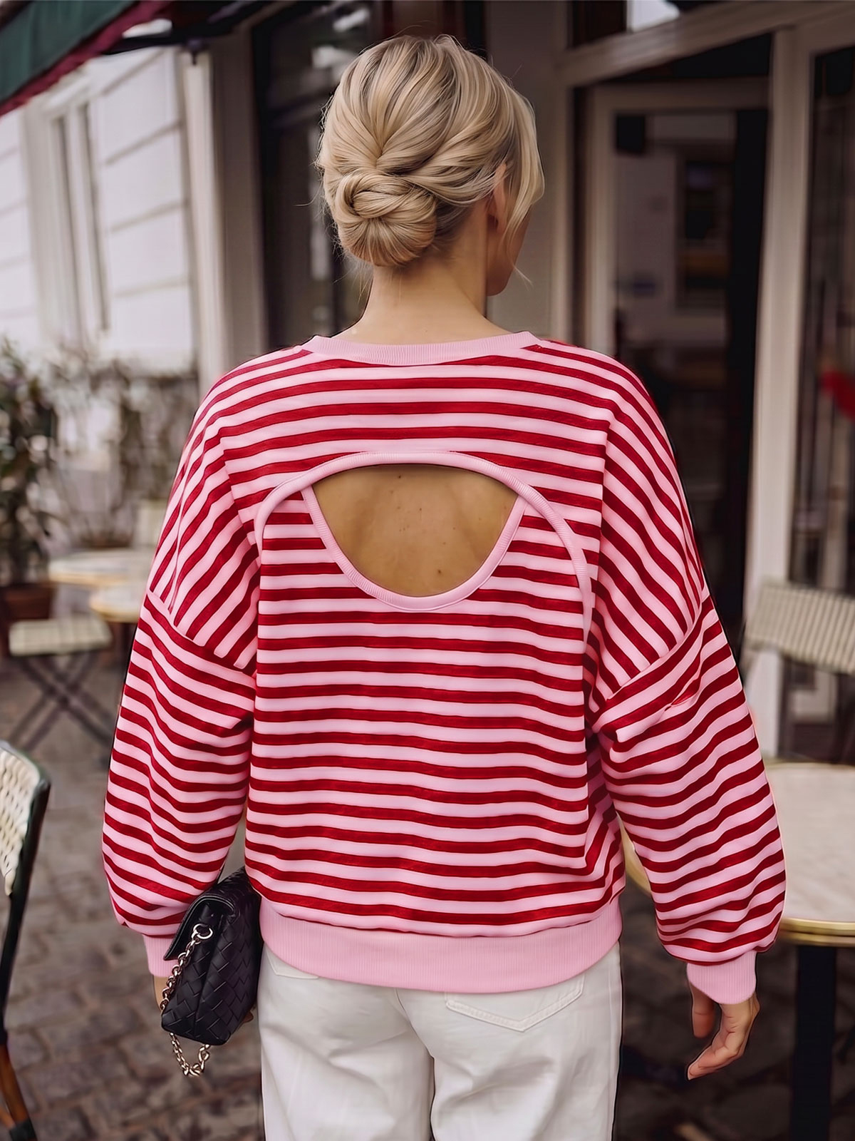 Imily Bela Crew-Neck Open-Back Striped Top