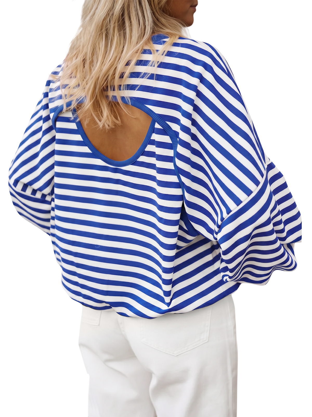 Imily Bela Crew-Neck Open-Back Striped Top