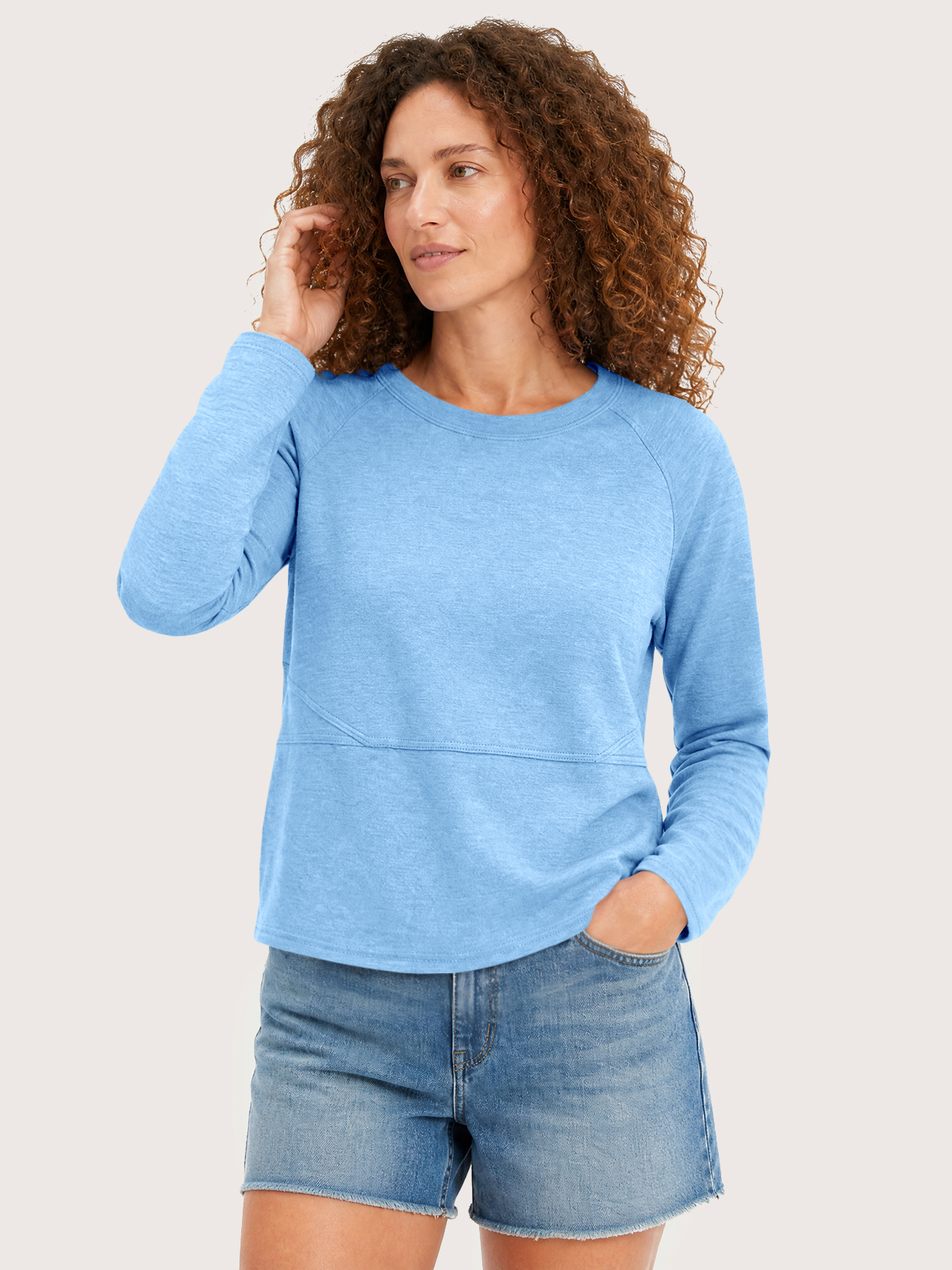 Imily Bela Seamed Raglan-Sleeve Crew-Neck Tee