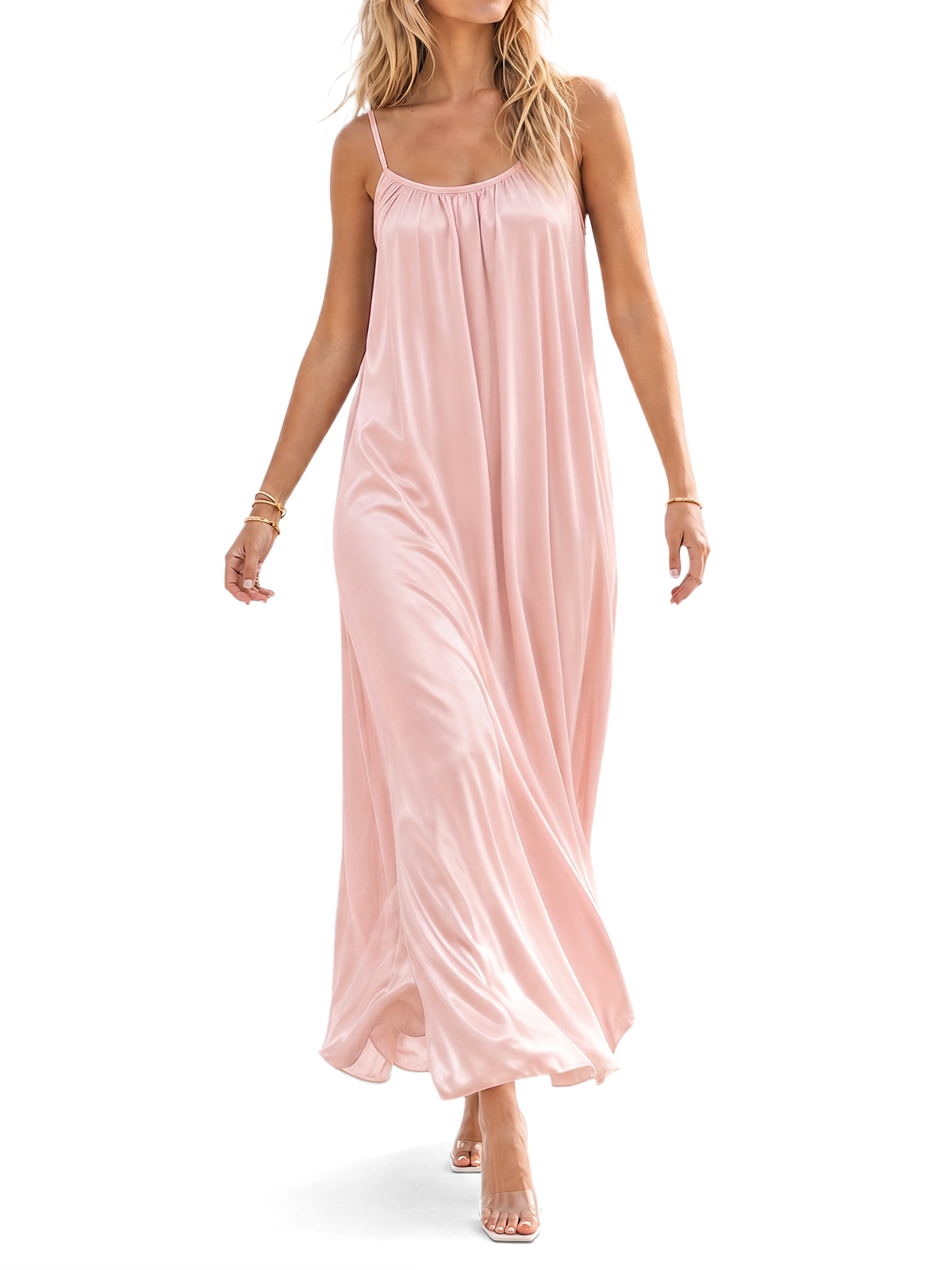 Imily Bela Gathered-Neck Satin Slip Dress