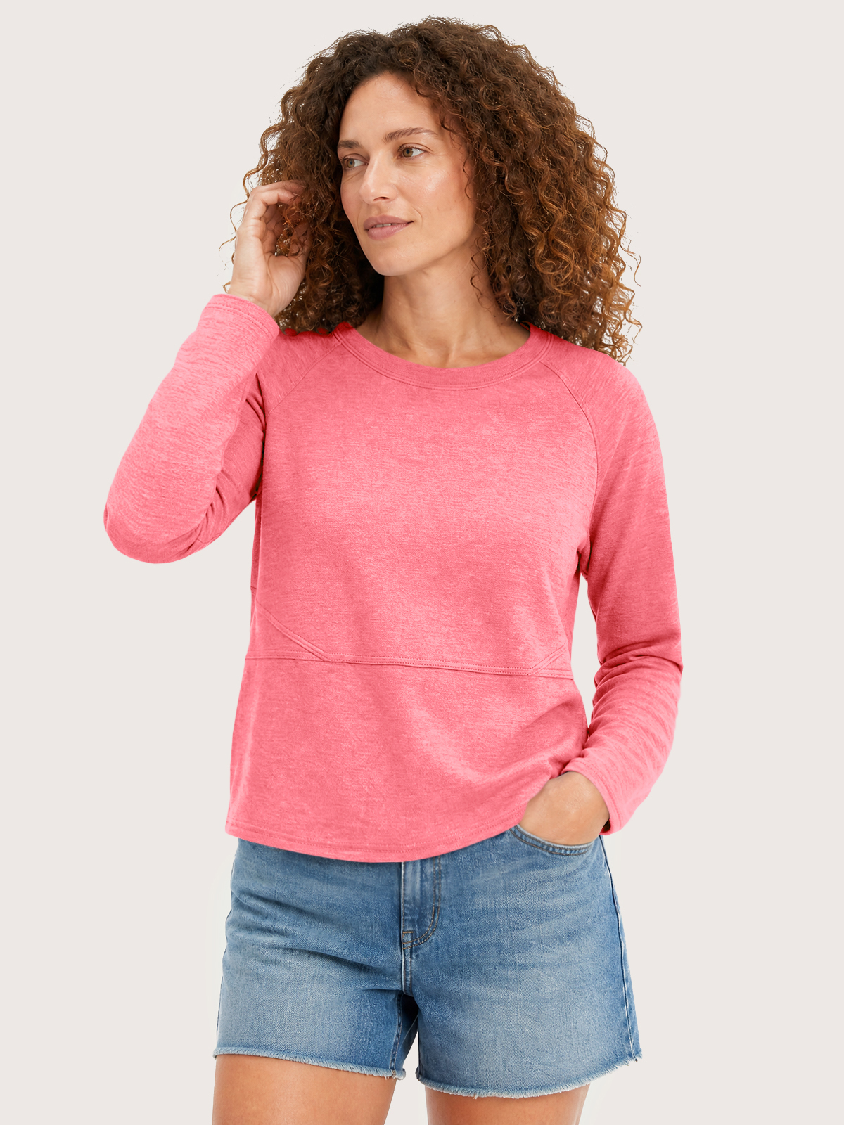Imily Bela Seamed Raglan-Sleeve Crew-Neck Tee
