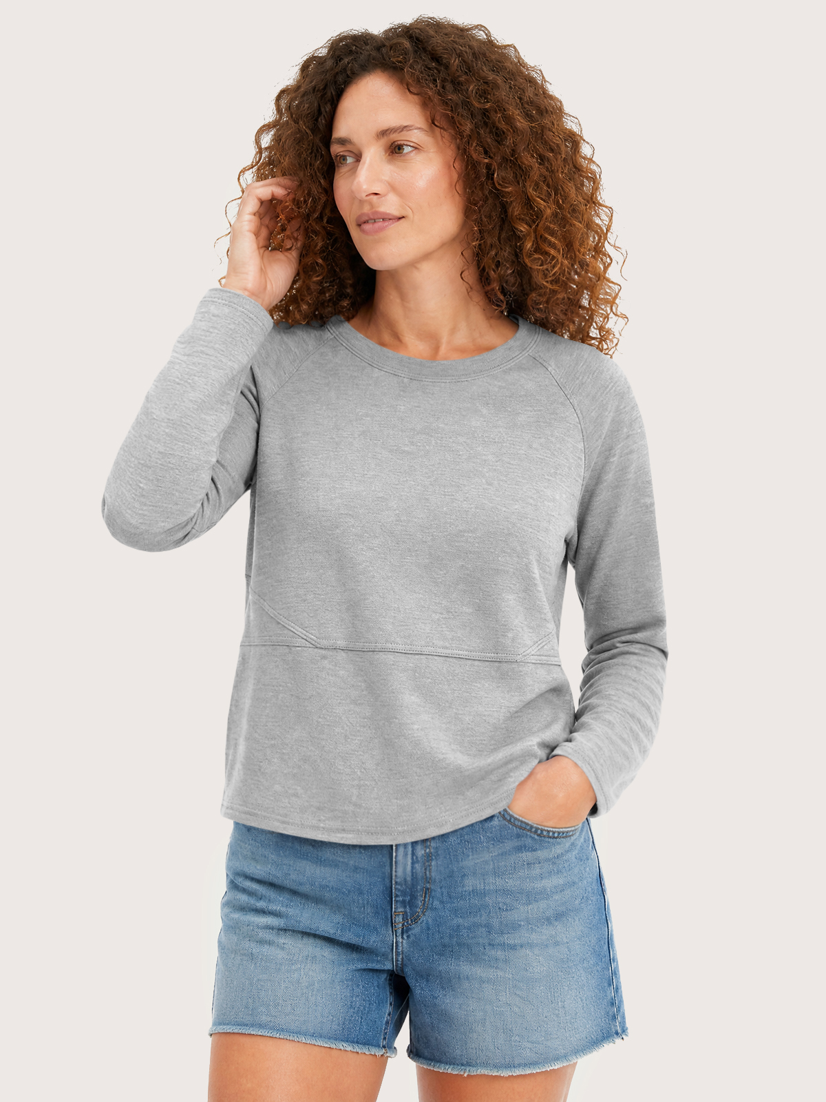 Imily Bela Seamed Raglan-Sleeve Crew-Neck Tee