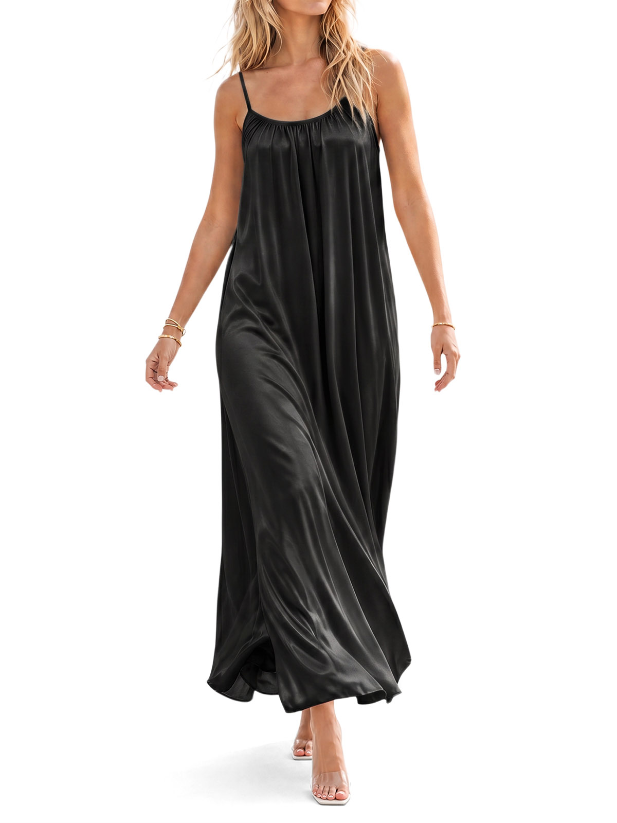 Imily Bela Gathered-Neck Satin Slip Dress