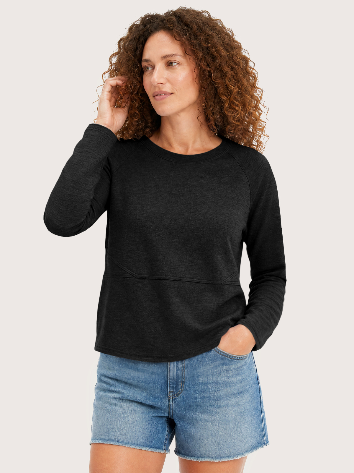 Imily Bela Seamed Raglan-Sleeve Crew-Neck Tee