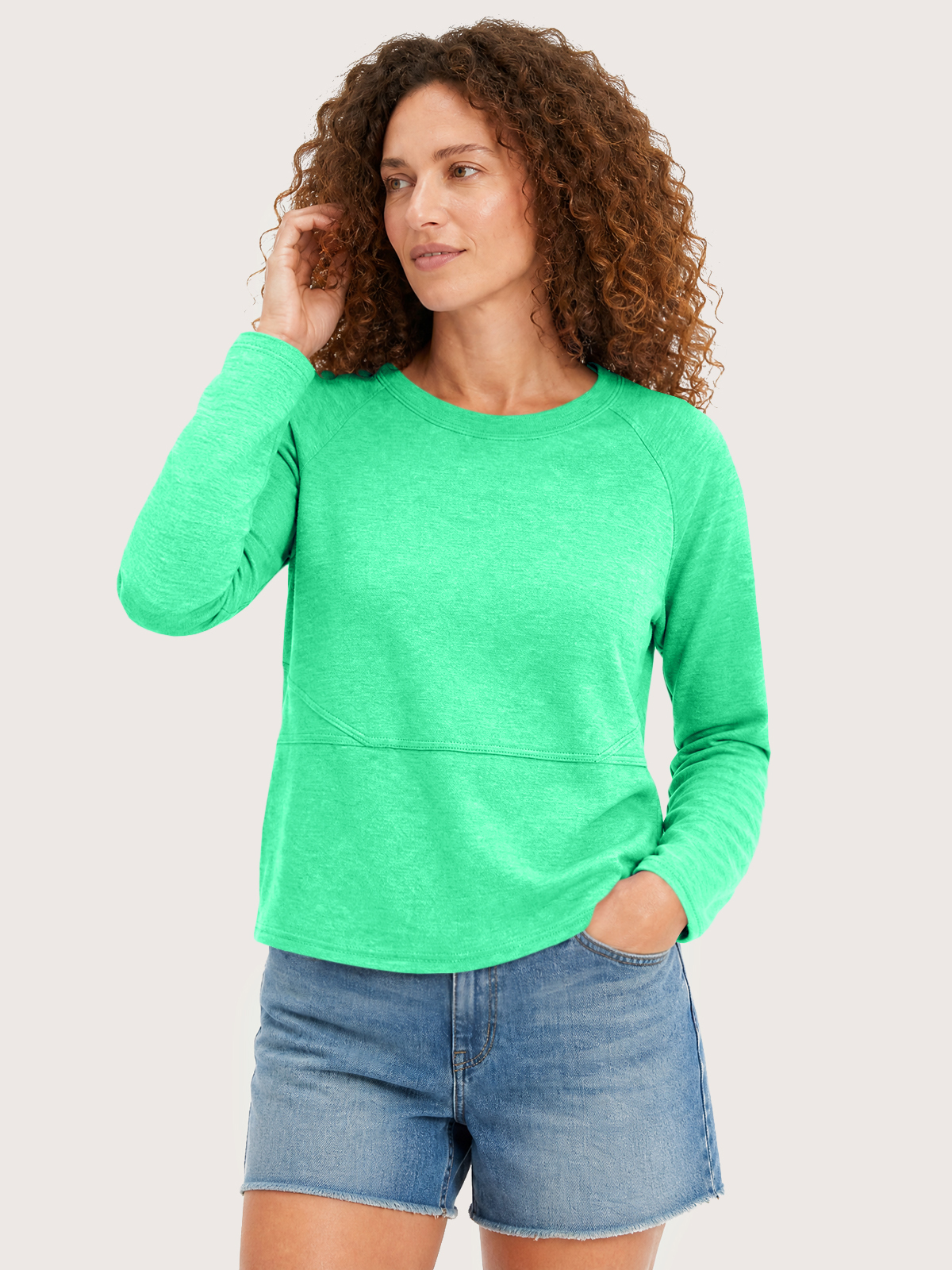 Imily Bela Seamed Raglan-Sleeve Crew-Neck Tee