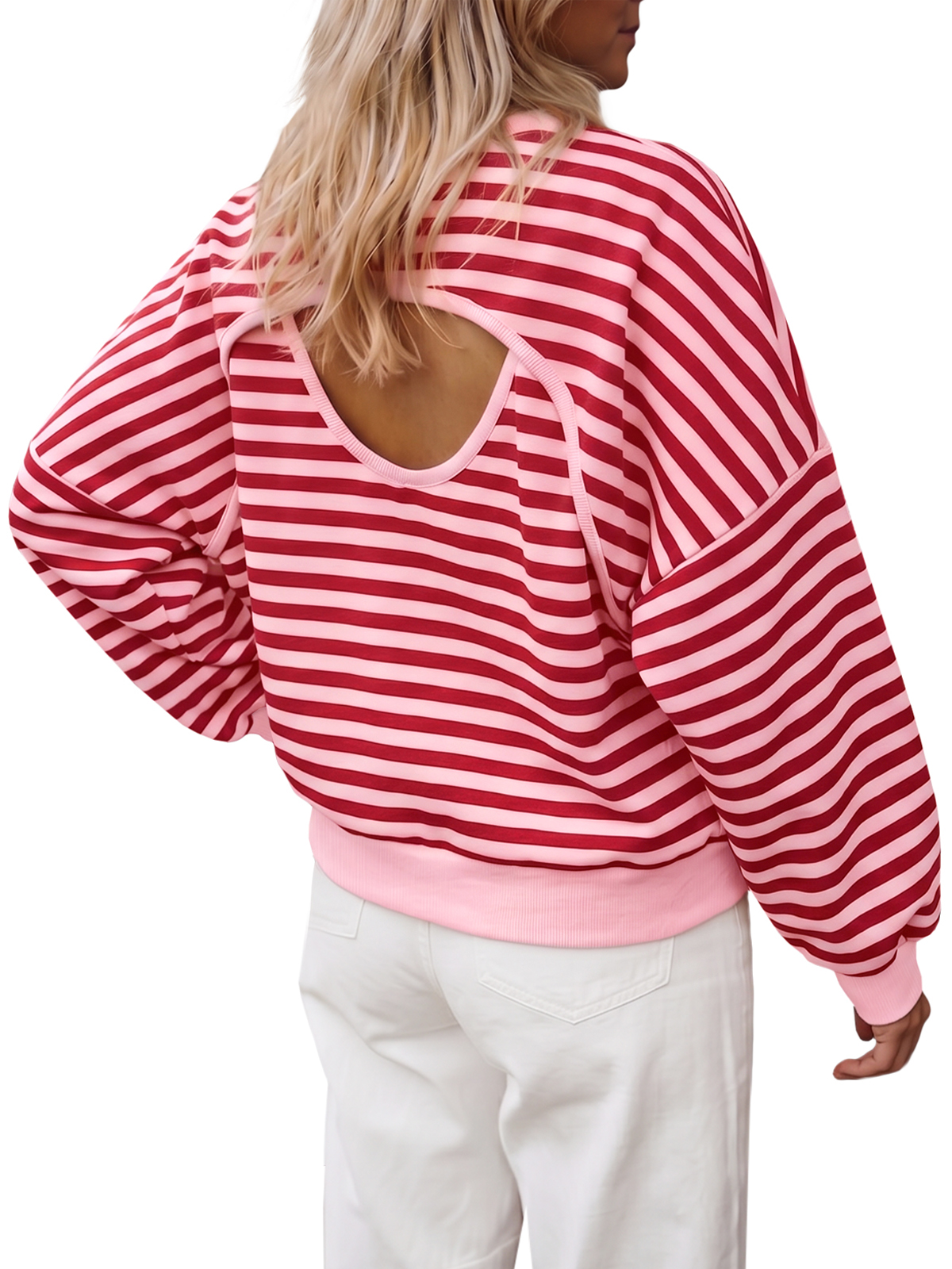 Imily Bela Crew-Neck Open-Back Striped Top