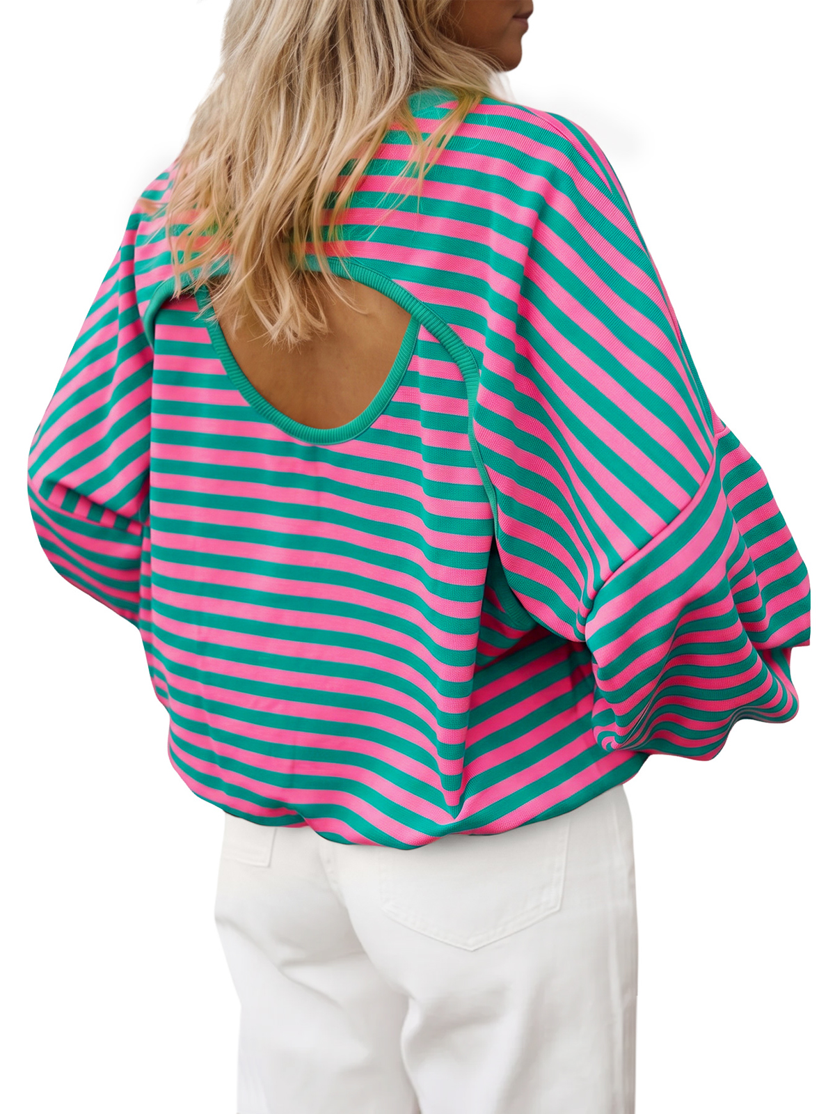 Imily Bela Crew-Neck Open-Back Striped Top