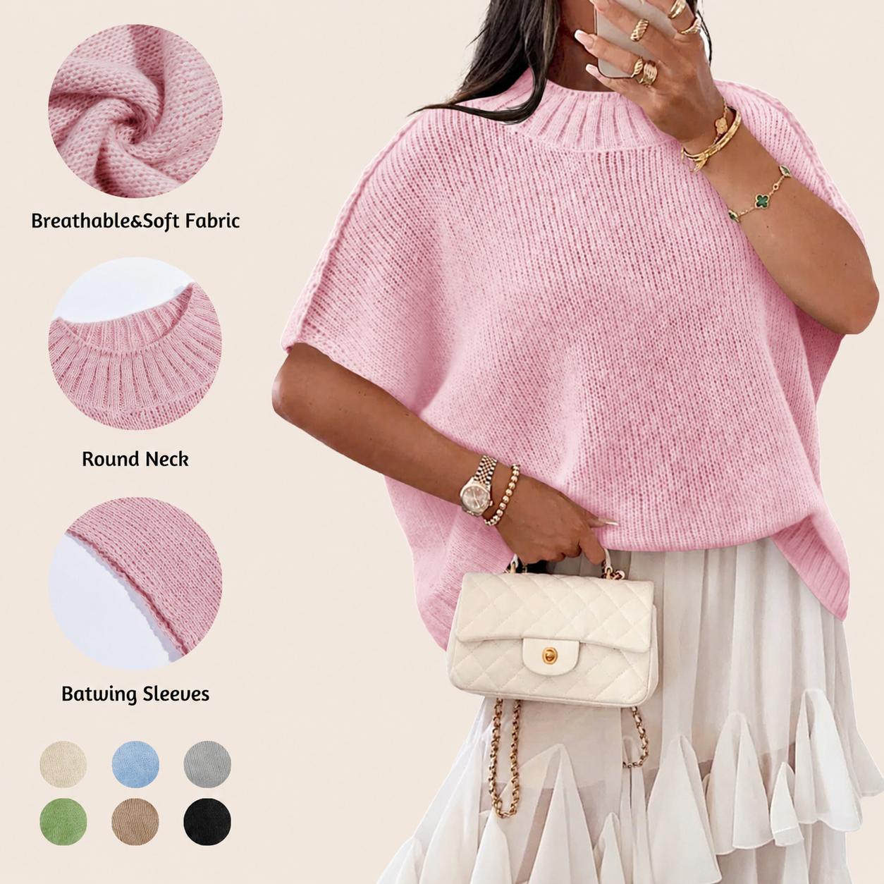 Imily Bela Womens Oversized Sweater Tops Summer Lightweight Batwing Half Sleeve Casual Loose Knit Pullover Shirts Clothes Skirts Knitwear