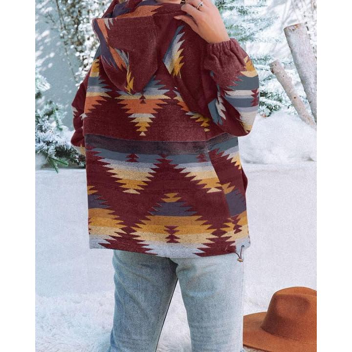 Imily Bela Women’s Oversized Hoodie Zip Up Long Sleeve Aztec Loose Fit Sweatshirts Pullover Tops