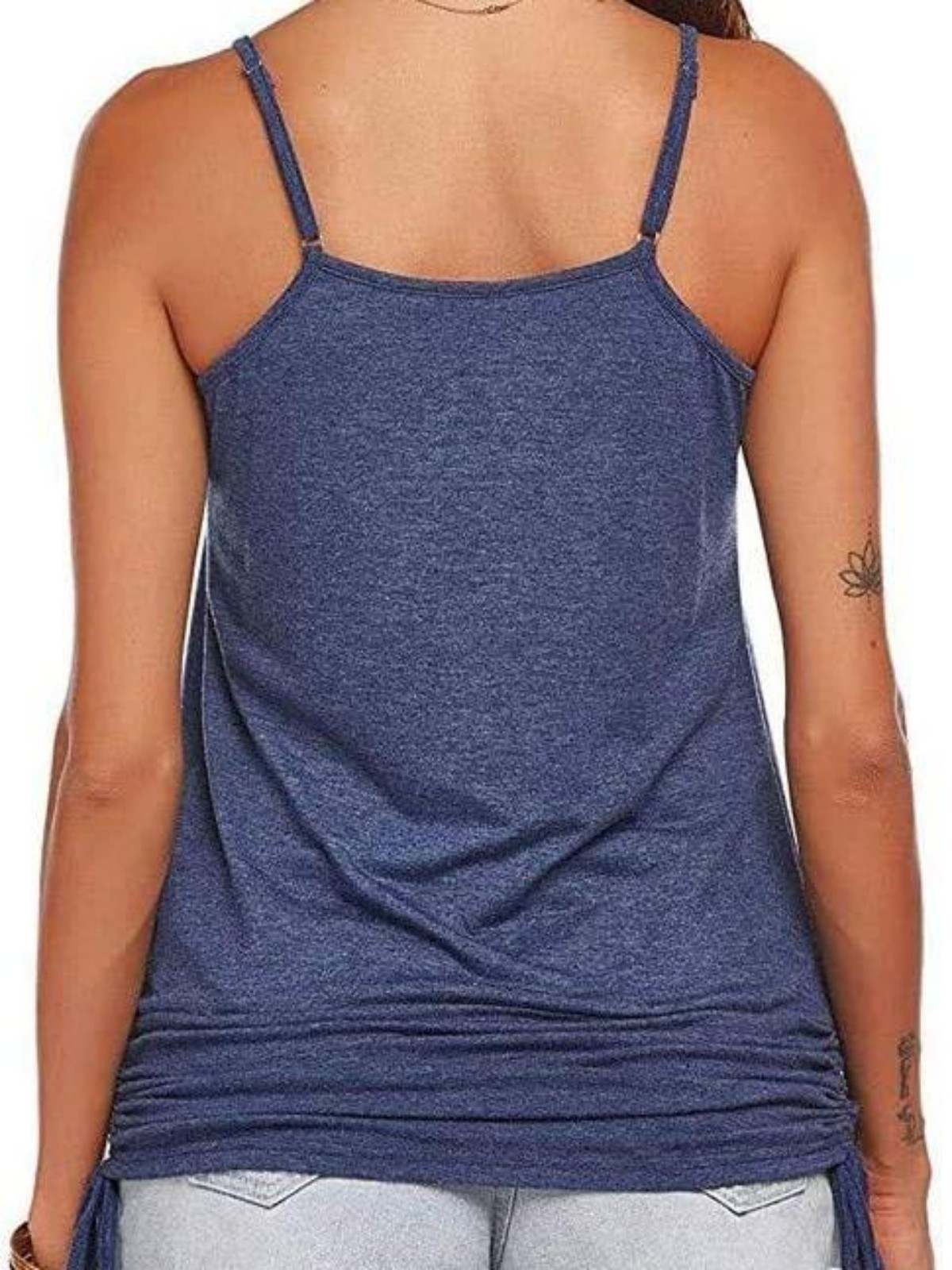 Imily Bela Women Summer Tank Tops Casual Spaghetti Strap Banded Bottom Loose Camisole Side Shirring Lace Up Shirts