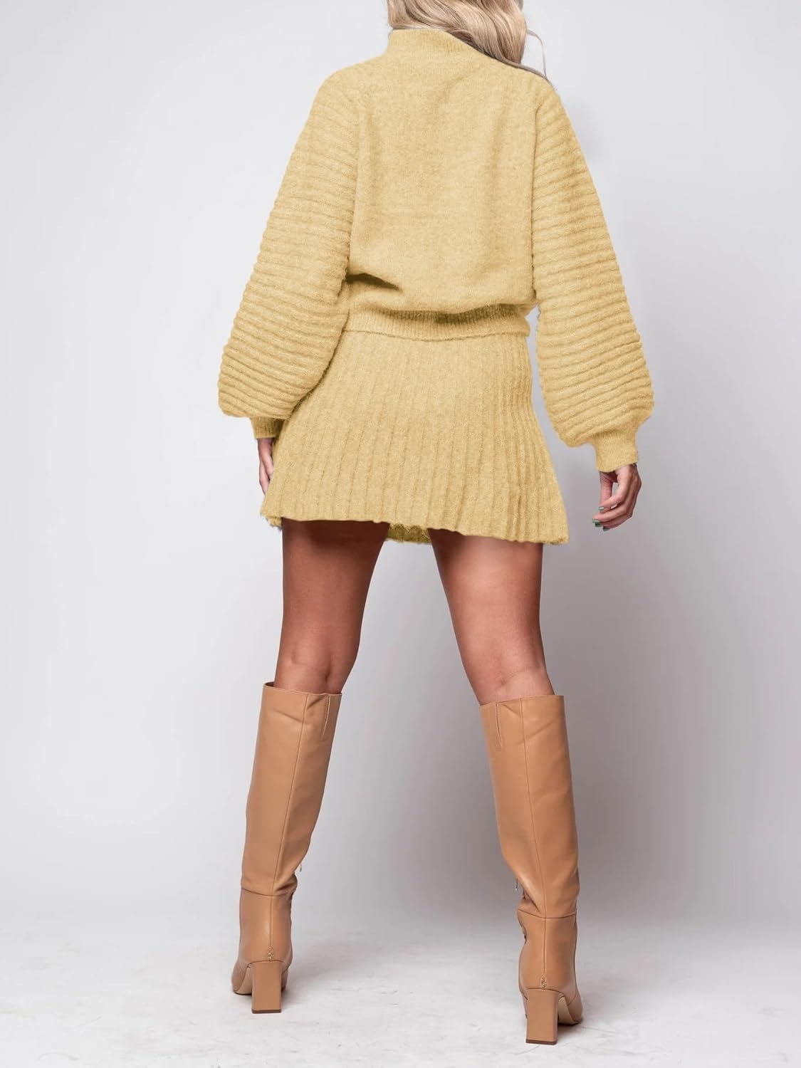 Imily Bela Womens 2 Piece Skirt Sets 2025 Mock Neck Ribbed Sweaters and Mini Skirt Fall Winter Two Piece Outfits