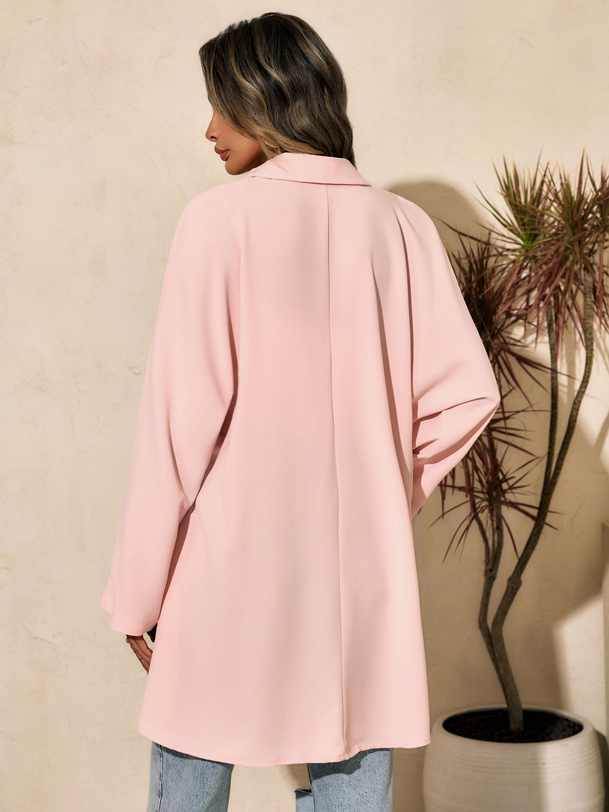 Imily Bela Womens Oversized T Shirts Button Down Long Sleeve Shirt V Neck Collar Loose Flowy Blouse