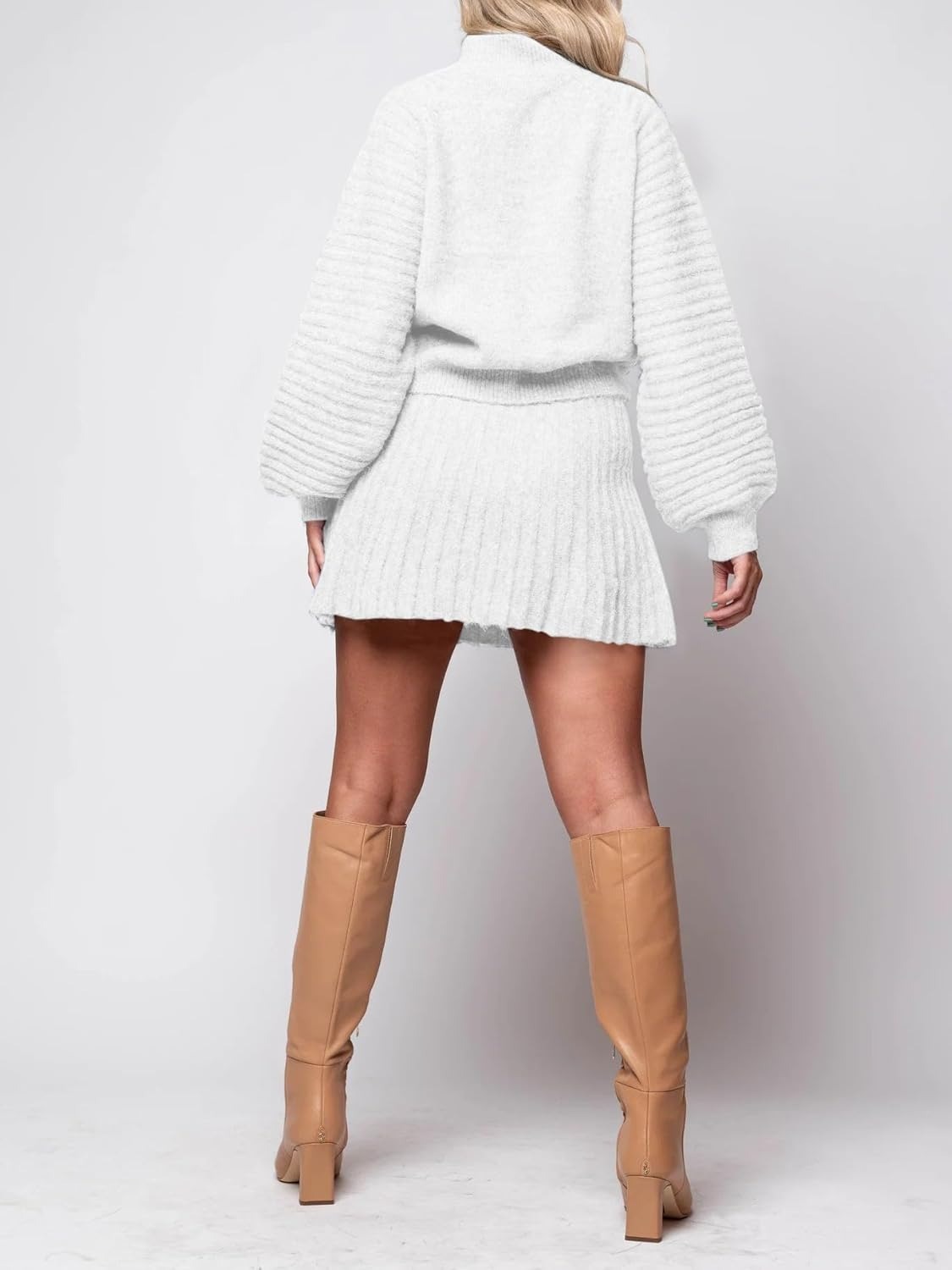 Imily Bela Womens 2 Piece Skirt Sets 2025 Mock Neck Ribbed Sweaters and Mini Skirt Fall Winter Two Piece Outfits