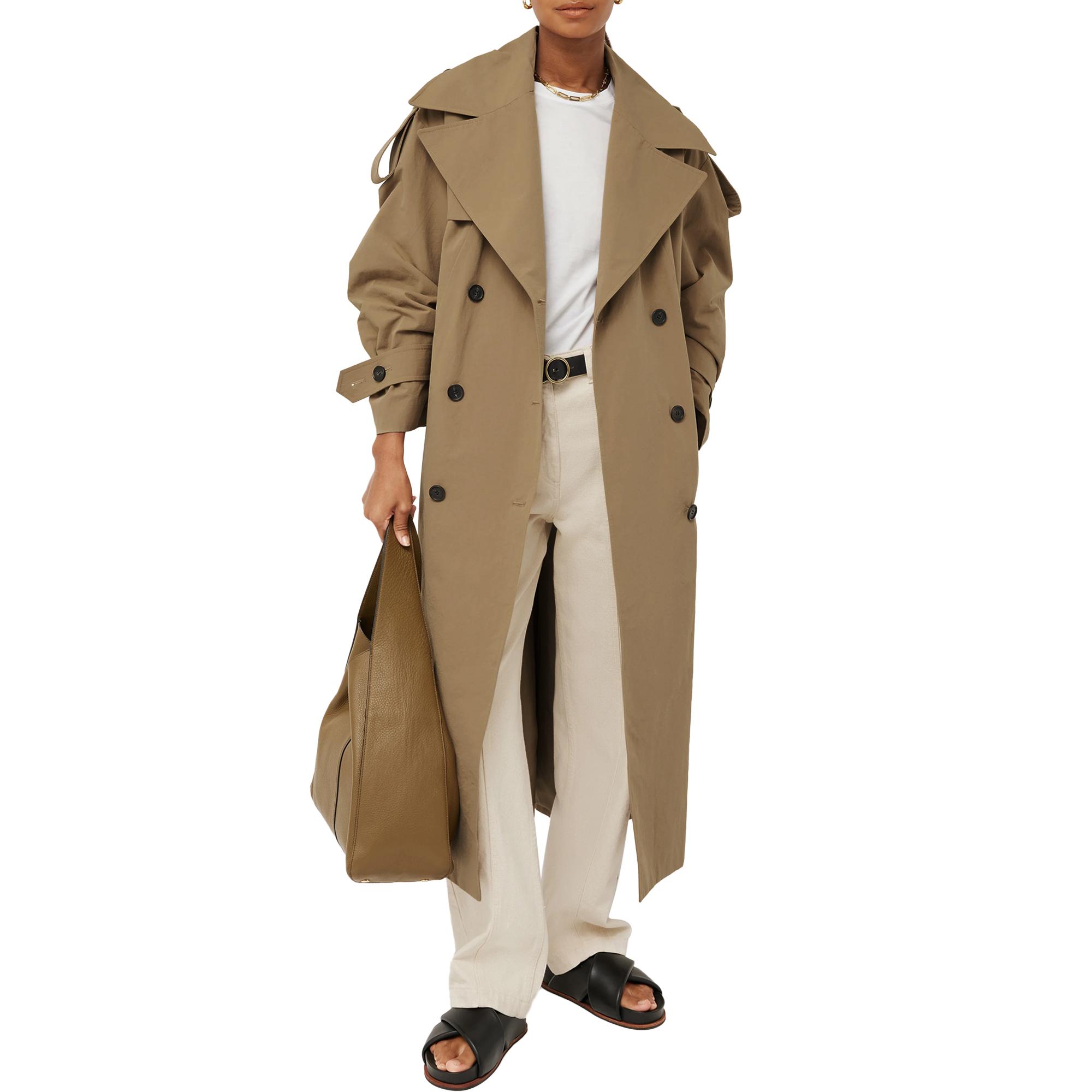 Imily Bela Womens Oversized Long Trench Coat Double Breasted Lapel Windproof Overcoat with Belt