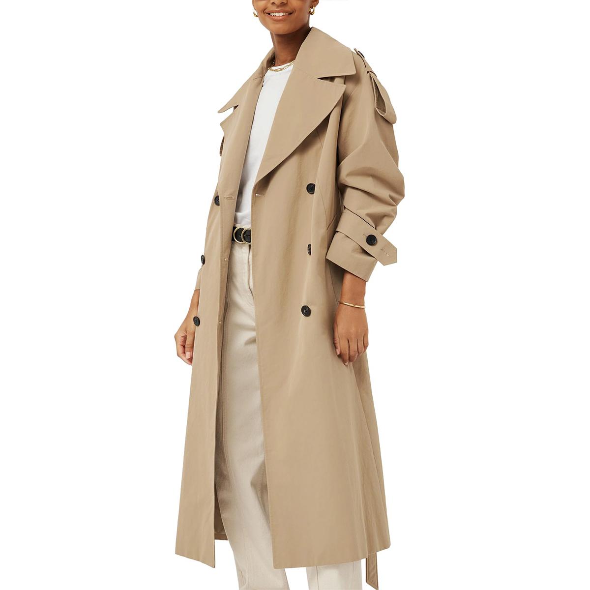 Imily Bela Womens Oversized Long Trench Coat Double Breasted Lapel Windproof Overcoat with Belt