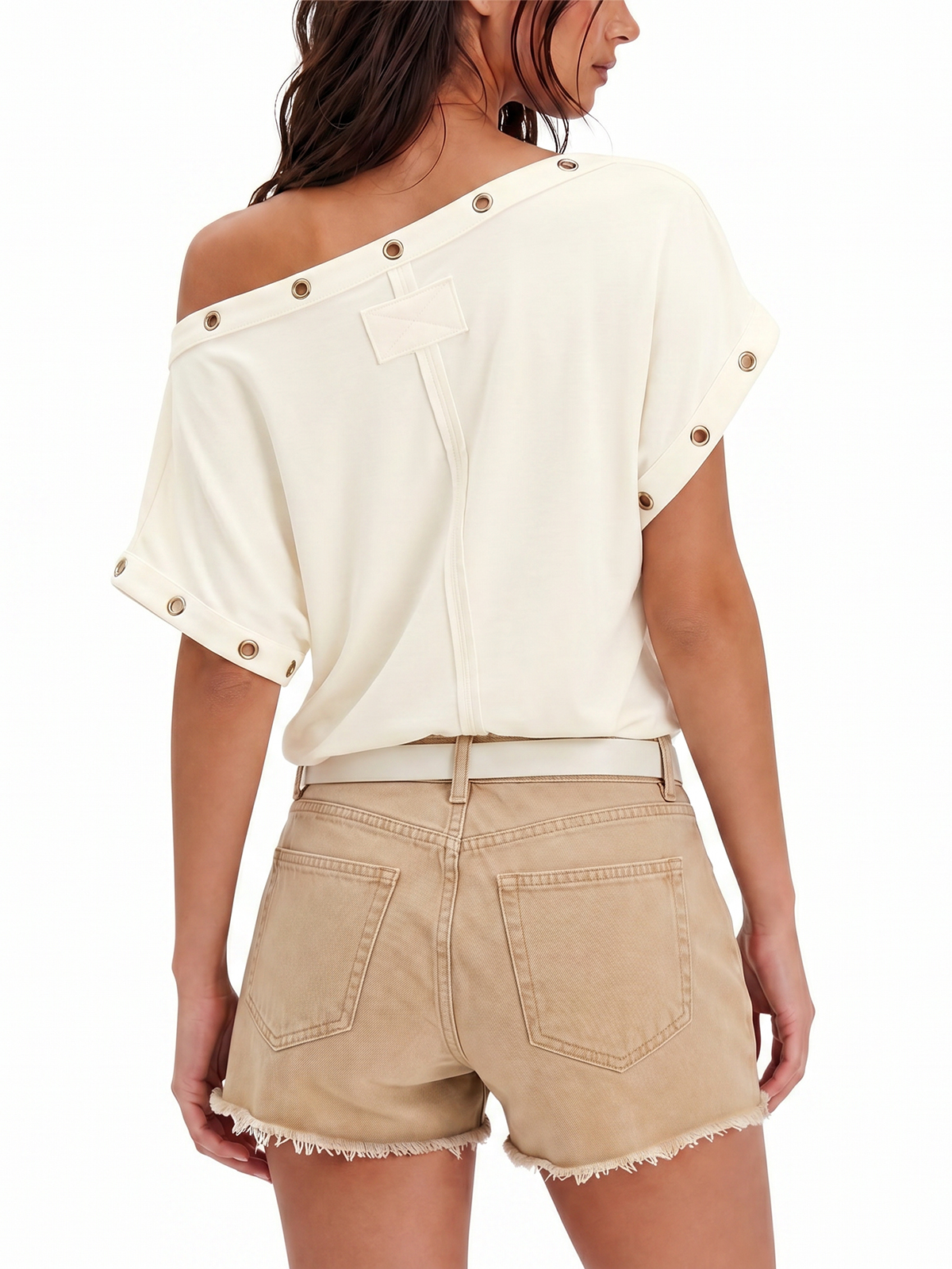 Imily Bela Off-Shoulder Grommet Short-Sleeve Tee