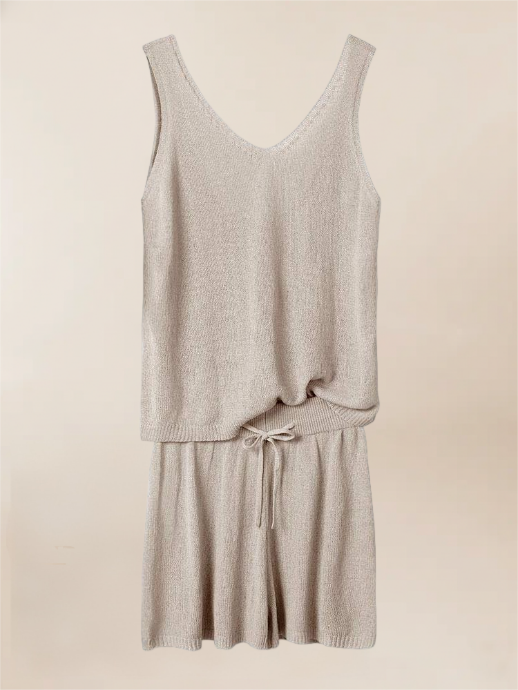 Imily Bela Women's Summer Lounge Sets Knit 2 Piece Outfits Vacation Beach Tank Tops and Shorts Loungewear Pajama Set