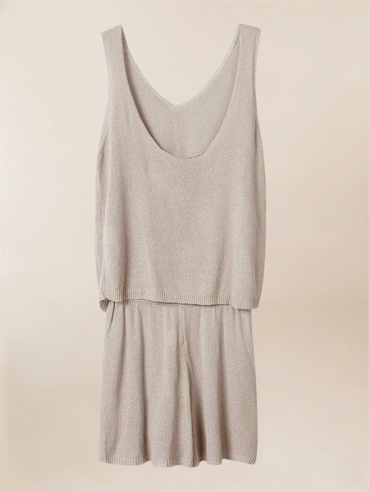 Imily Bela Women's Summer Lounge Sets Knit 2 Piece Outfits Vacation Beach Tank Tops and Shorts Loungewear Pajama Set