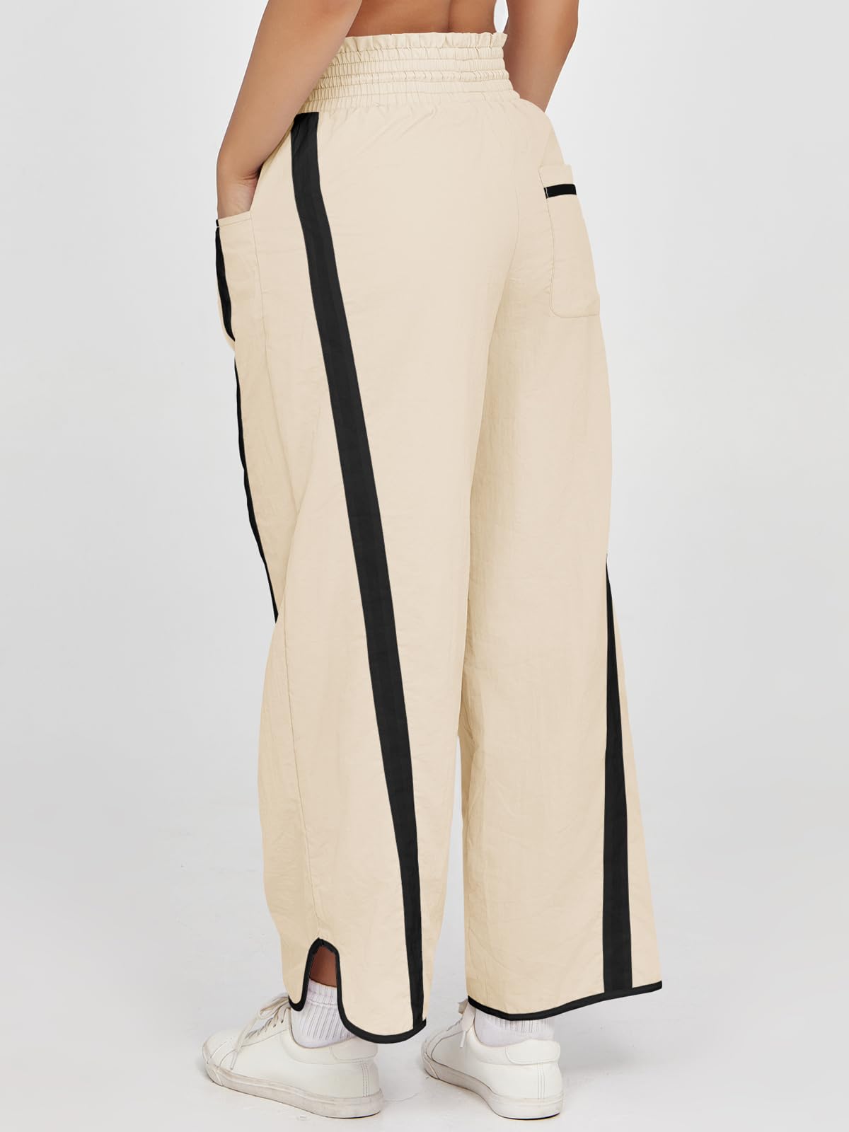 Imily Bela Women's Baggy Wide Leg Pants Casual Drawstring Elastic Waisted Contrast Color Workout Y2K Track Pants