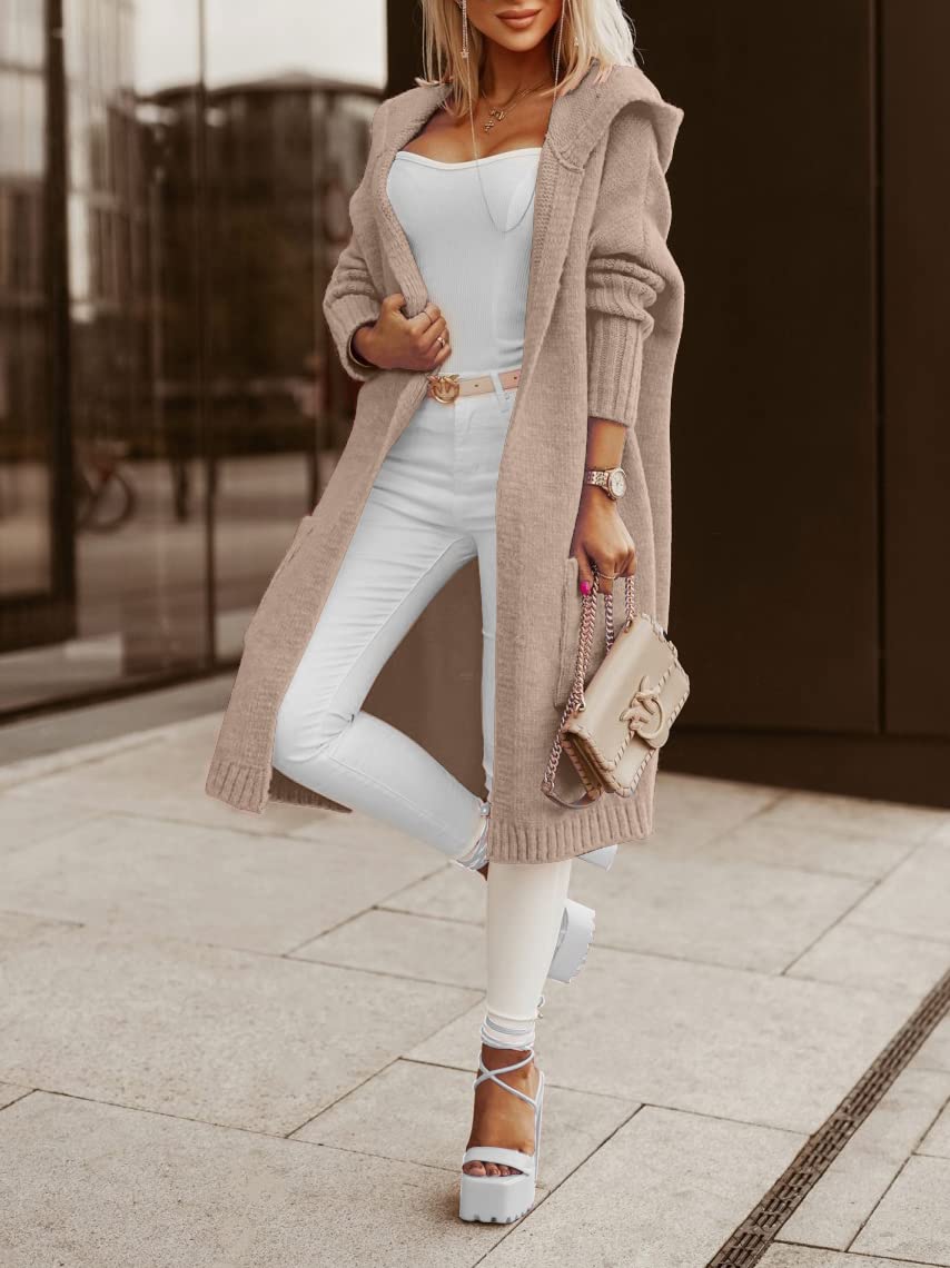 Hooded Open-Front Pocketed Cardigan