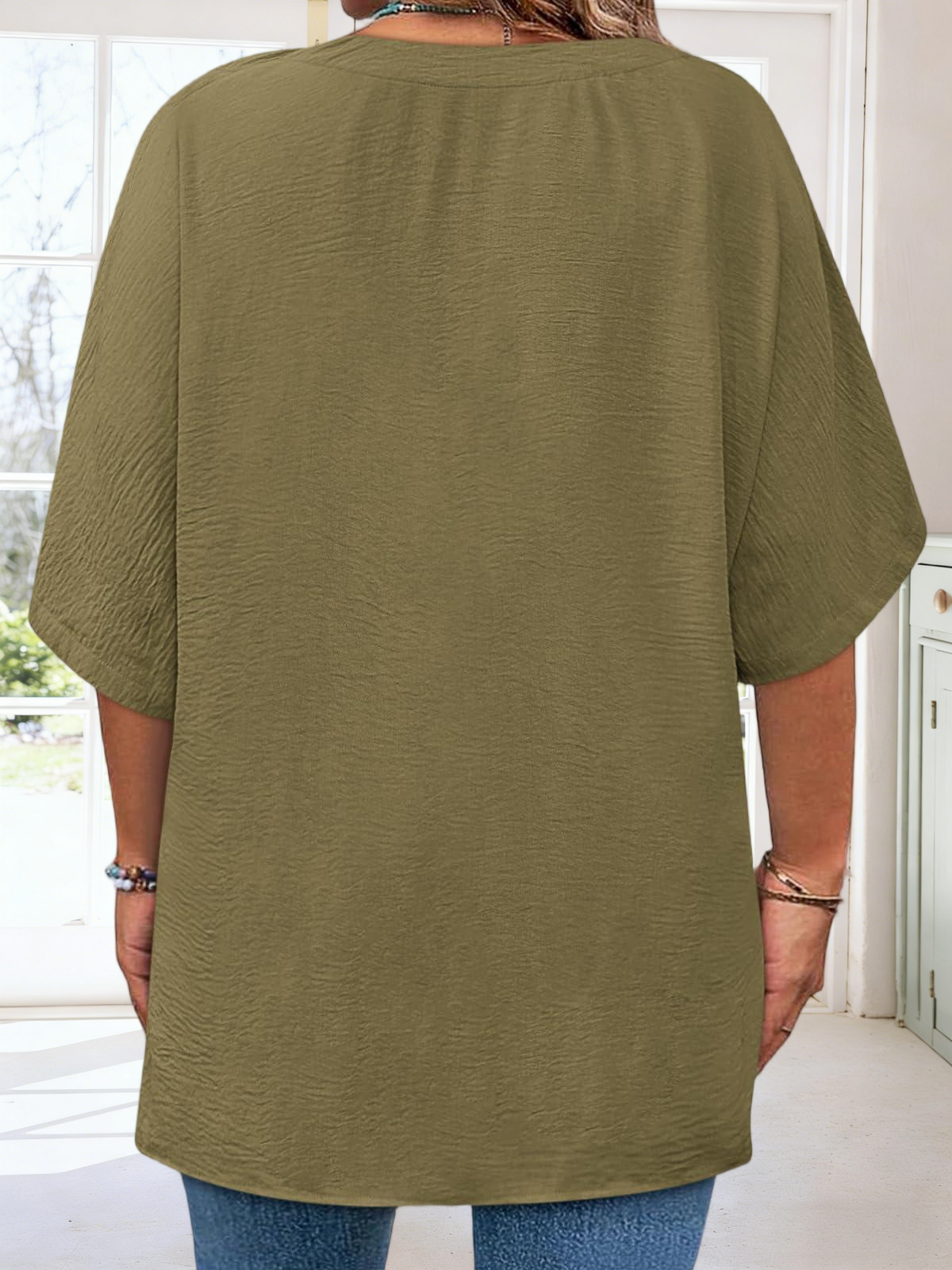 Imily Bela Womens Plus Size Tops Short Sleeve V Neck Tee Blouse Summer Loose Fit Casual Tunic Top XL-5XL