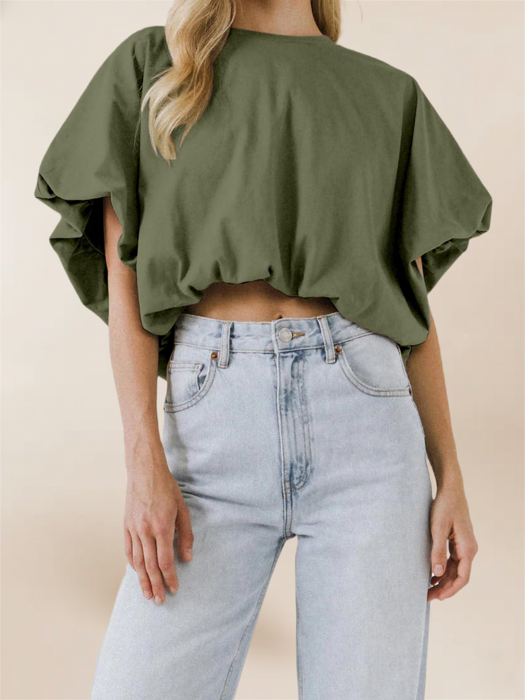 Imily Bela Womens Summer Crewneck Crop Tops Short Sleeve Casual Loose Cropped T Shirts