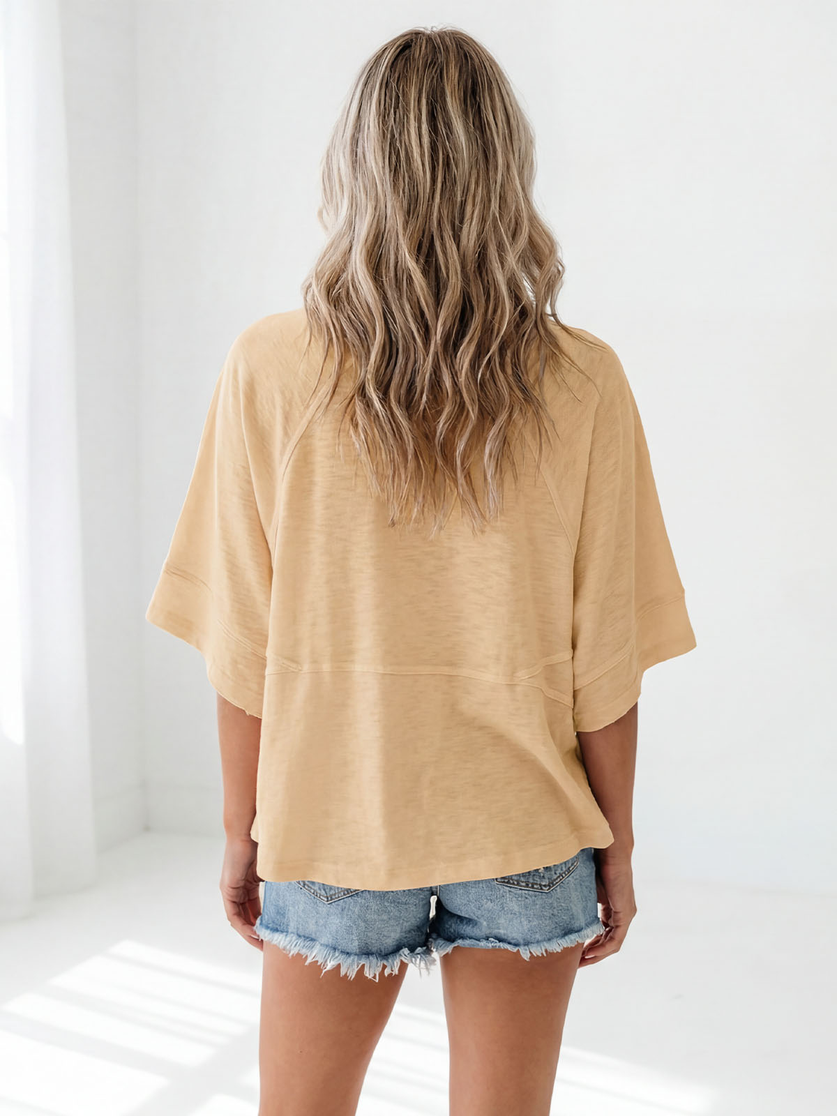 Flowy 3/4-Sleeve Oversized Tee
