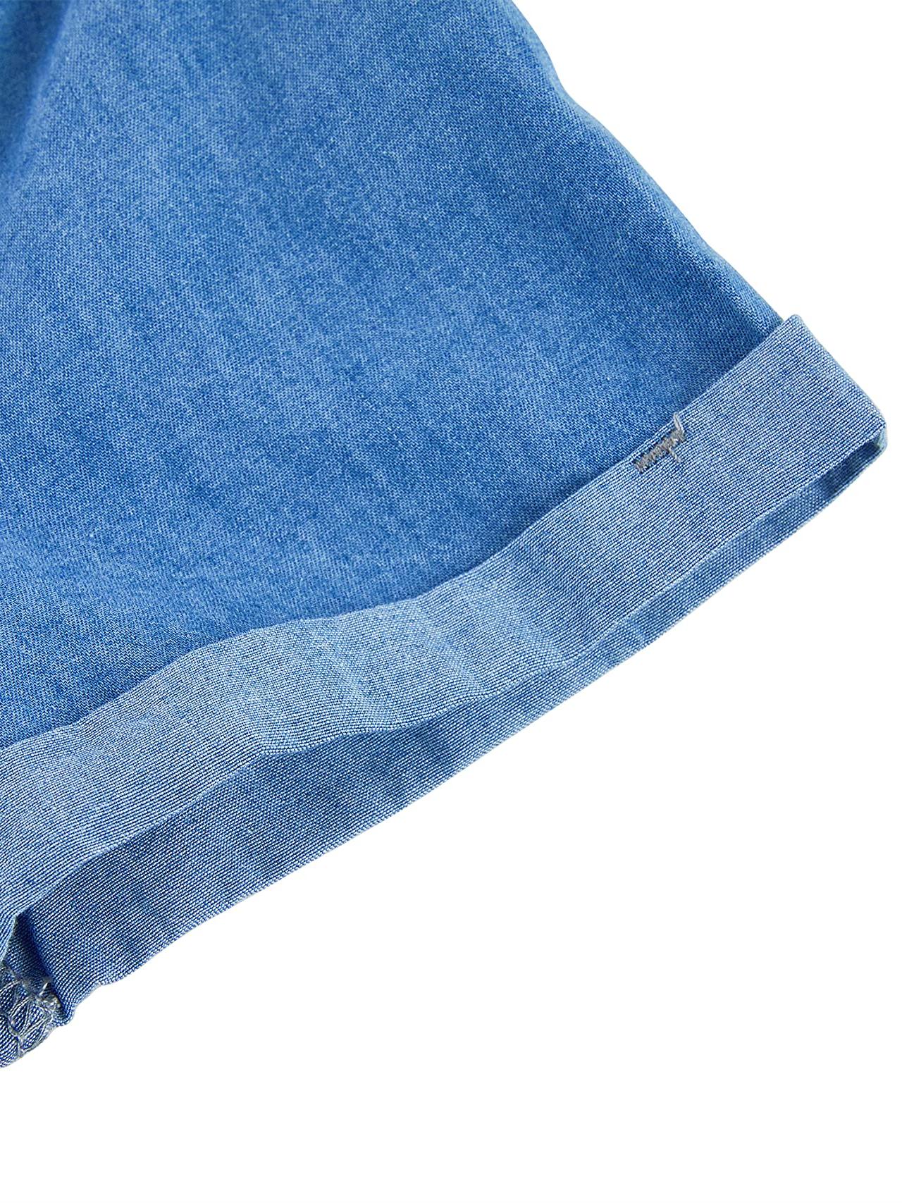 Imily Bela Women Denim Dress Summer Short Sleeve Button Down Tie Waist Casual Jean Shirt Short Dresses