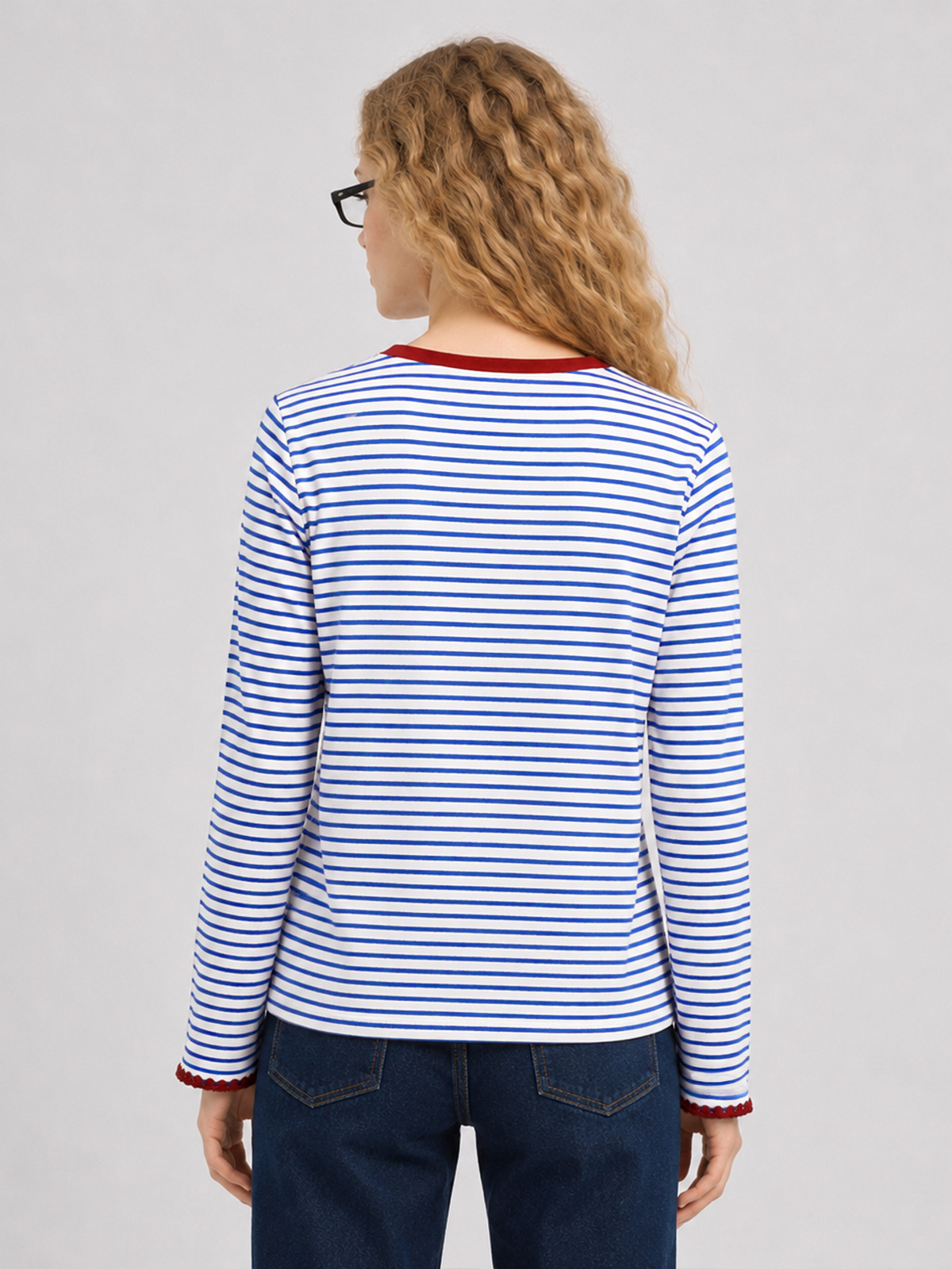 Imily Bela Scalloped-Trim Striped Long-Sleeve Tee