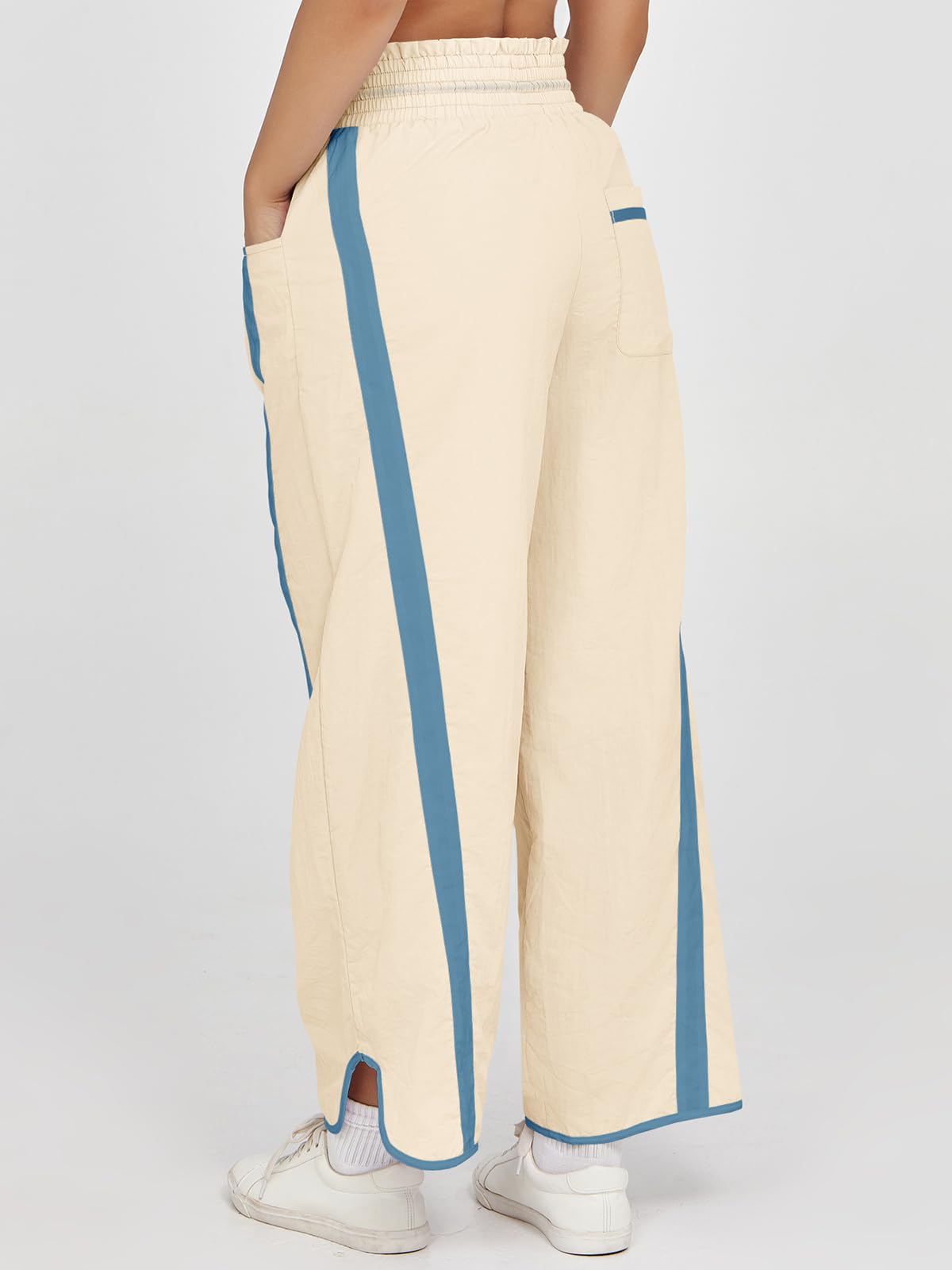 Imily Bela Women's Baggy Wide Leg Pants Casual Drawstring Elastic Waisted Contrast Color Workout Y2K Track Pants