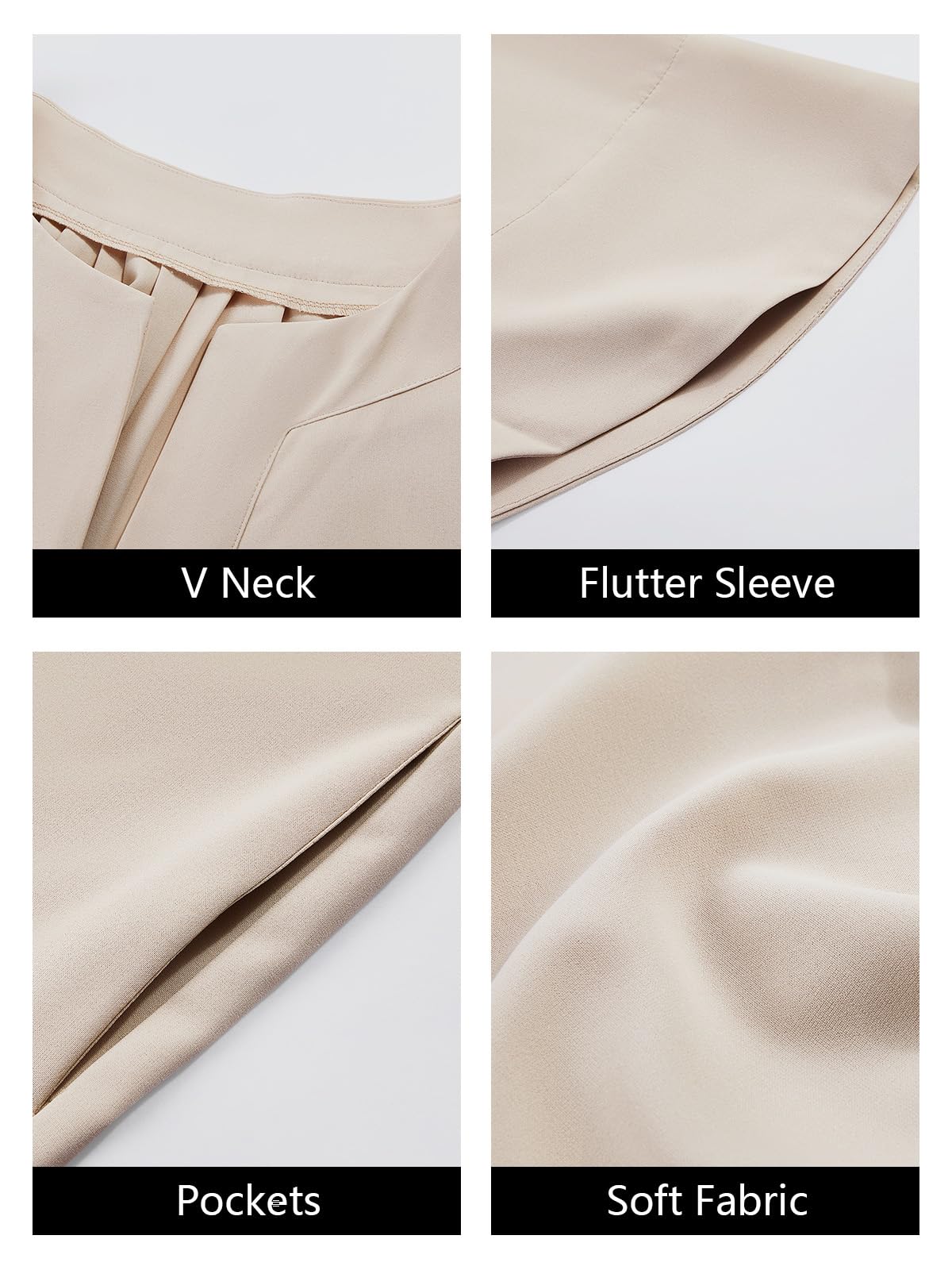 Imily Bela Womens Flutter Short Sleeve Mini Dress Casual V Neck Loose Flowy Summer Dresses