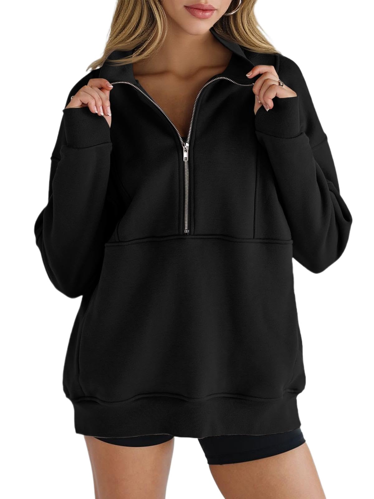 Paneled Half-Zip Sweatshirt