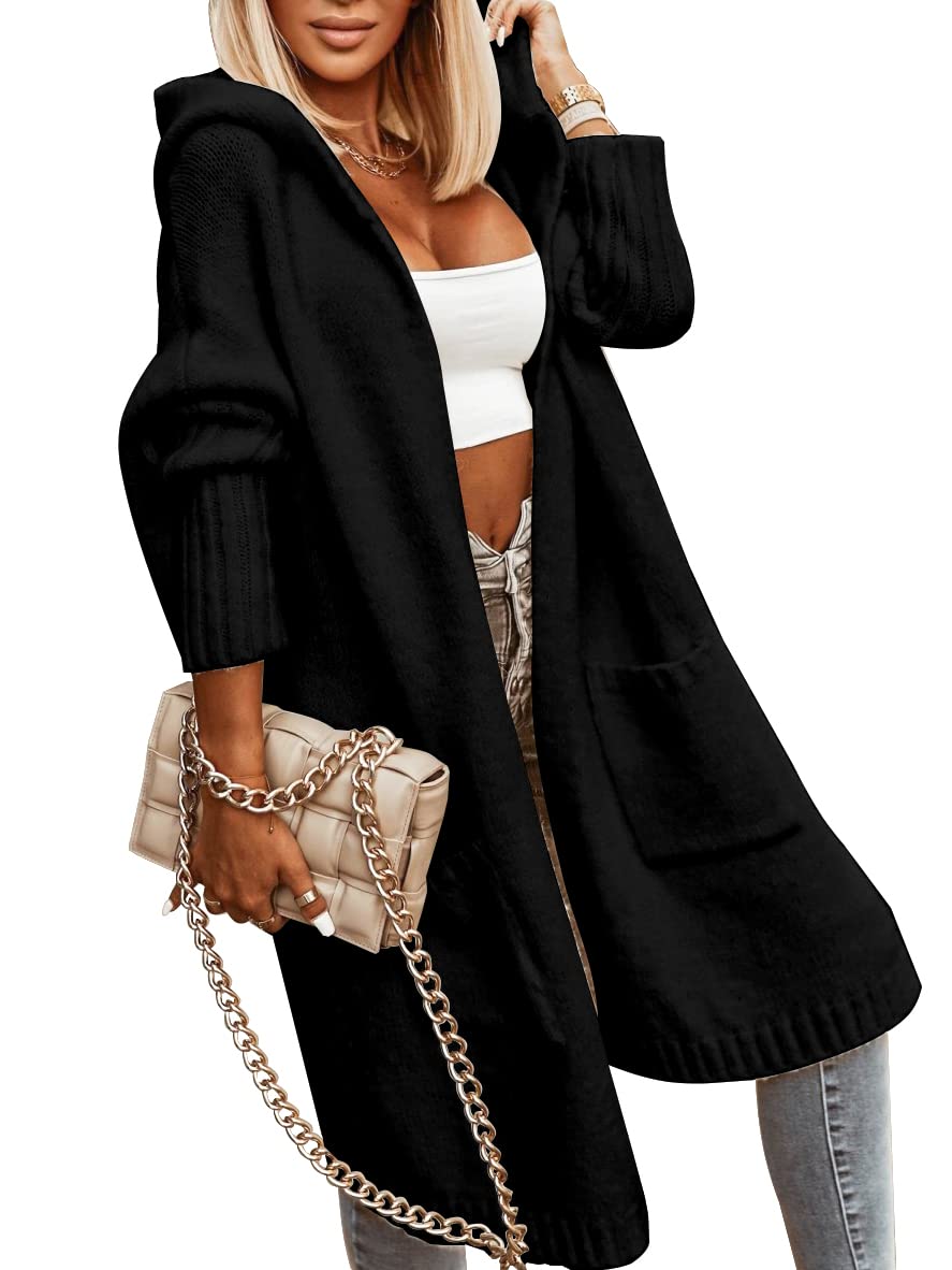 Hooded Open-Front Pocketed Cardigan